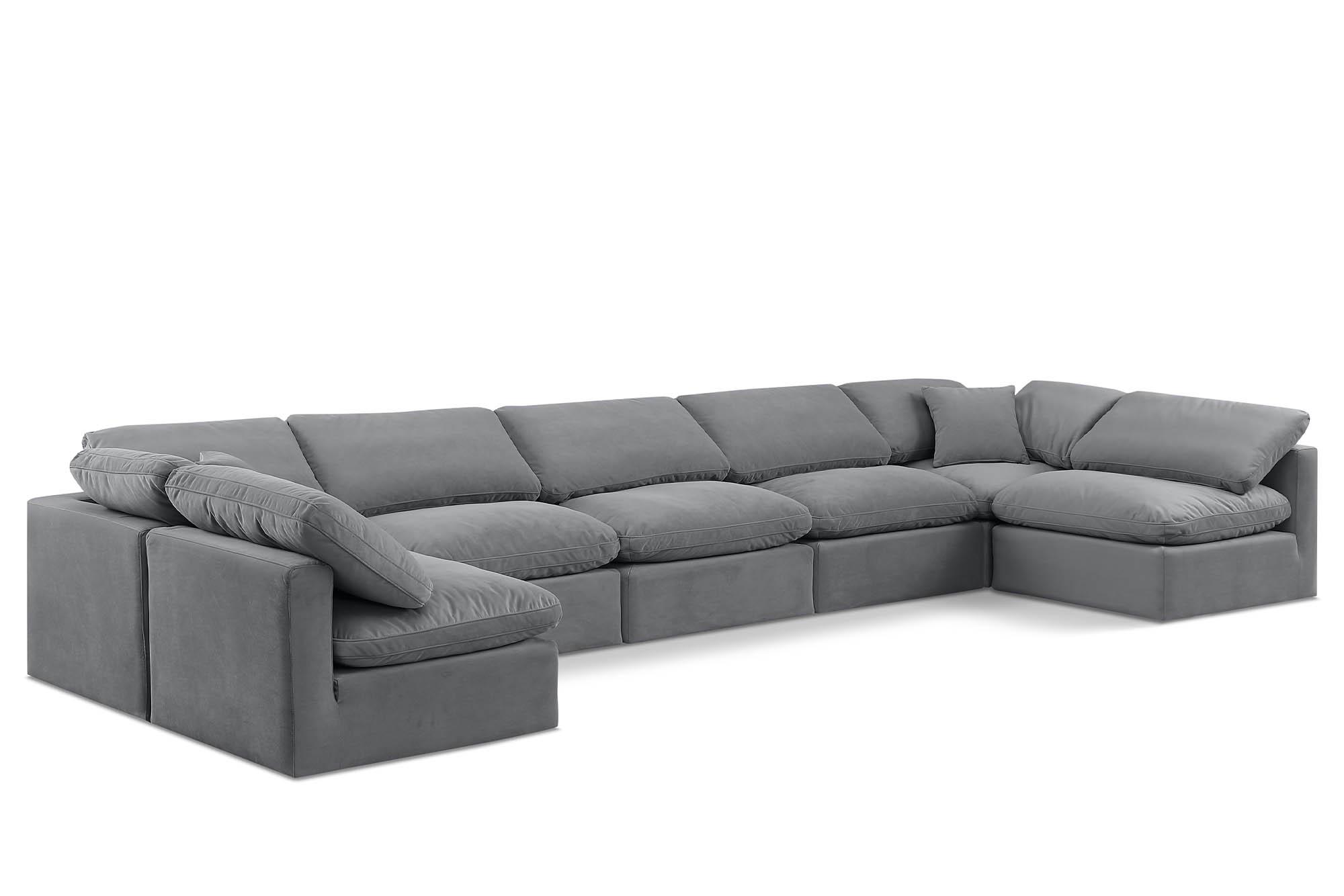 Contemporary, Modern Modular Sectional Sofa INDULGE 147Grey-Sec7B 147Grey-Sec7B in Gray Velvet