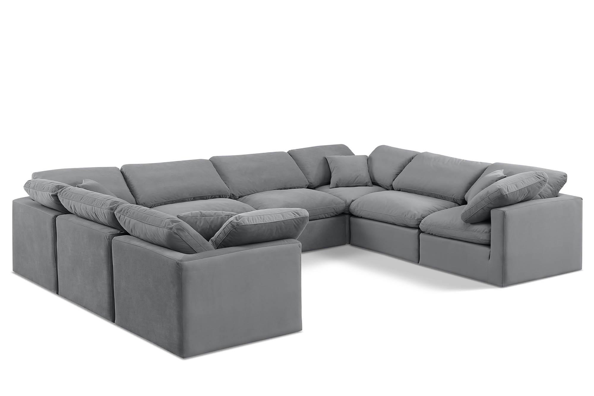 Contemporary, Modern Modular Sectional Sofa INDULGE 147Grey-Sec8A 147Grey-Sec8A in Gray Velvet
