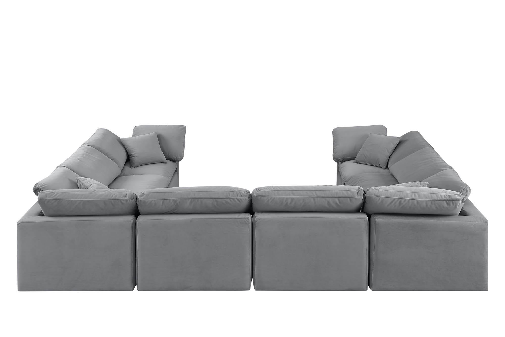 

        
Meridian Furniture INDULGE 147Grey-Sec8A Modular Sectional Sofa Gray Velvet 094308316598
