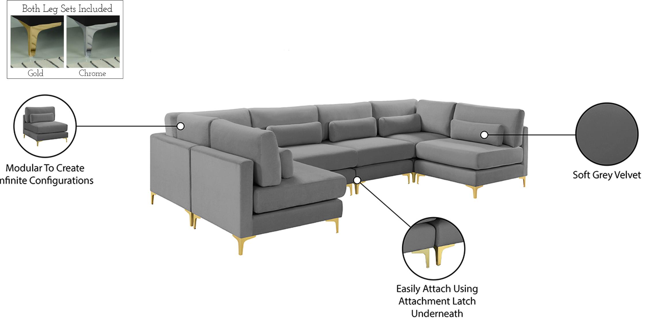 

    
605Grey-Sec6C Meridian Furniture Modular Sectional Sofa
