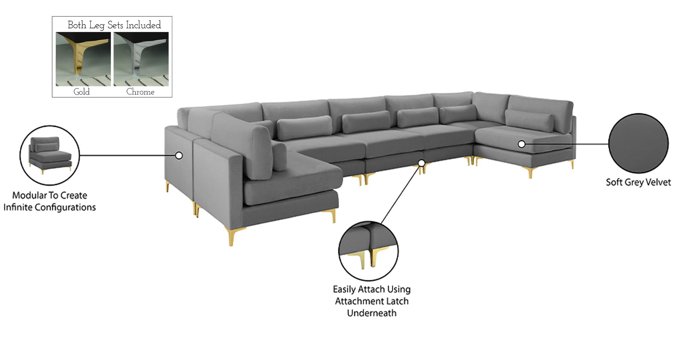 

    
605Grey-Sec7B Meridian Furniture Modular Sectional Sofa
