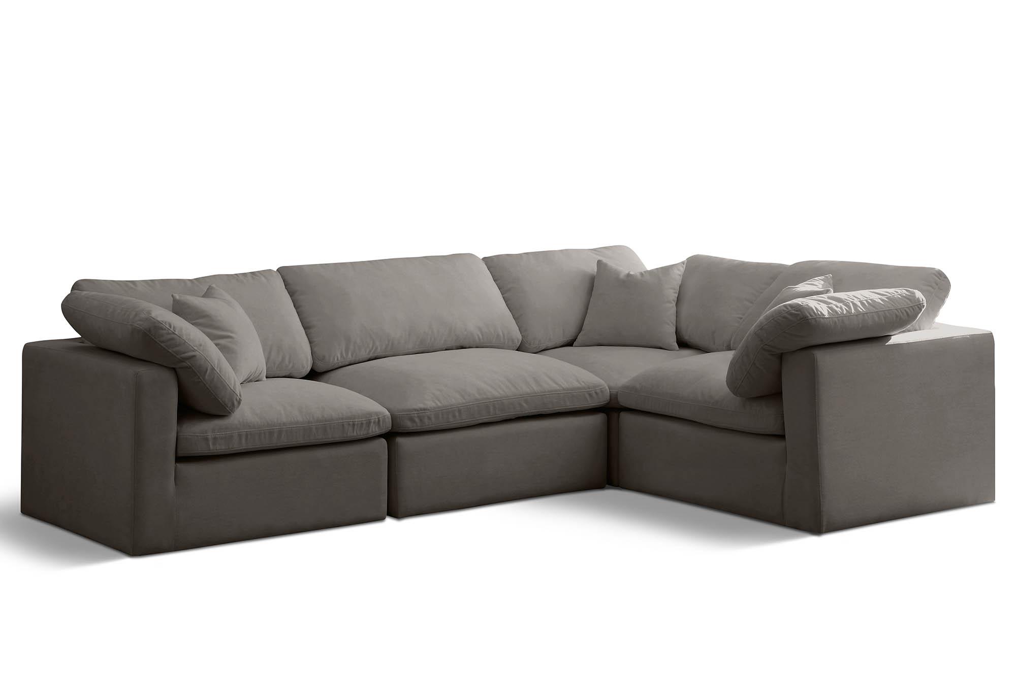 Contemporary, Modern Modular Sectional Sofa 602Grey-Sec4C 602Grey-Sec4C in Gray Fabric
