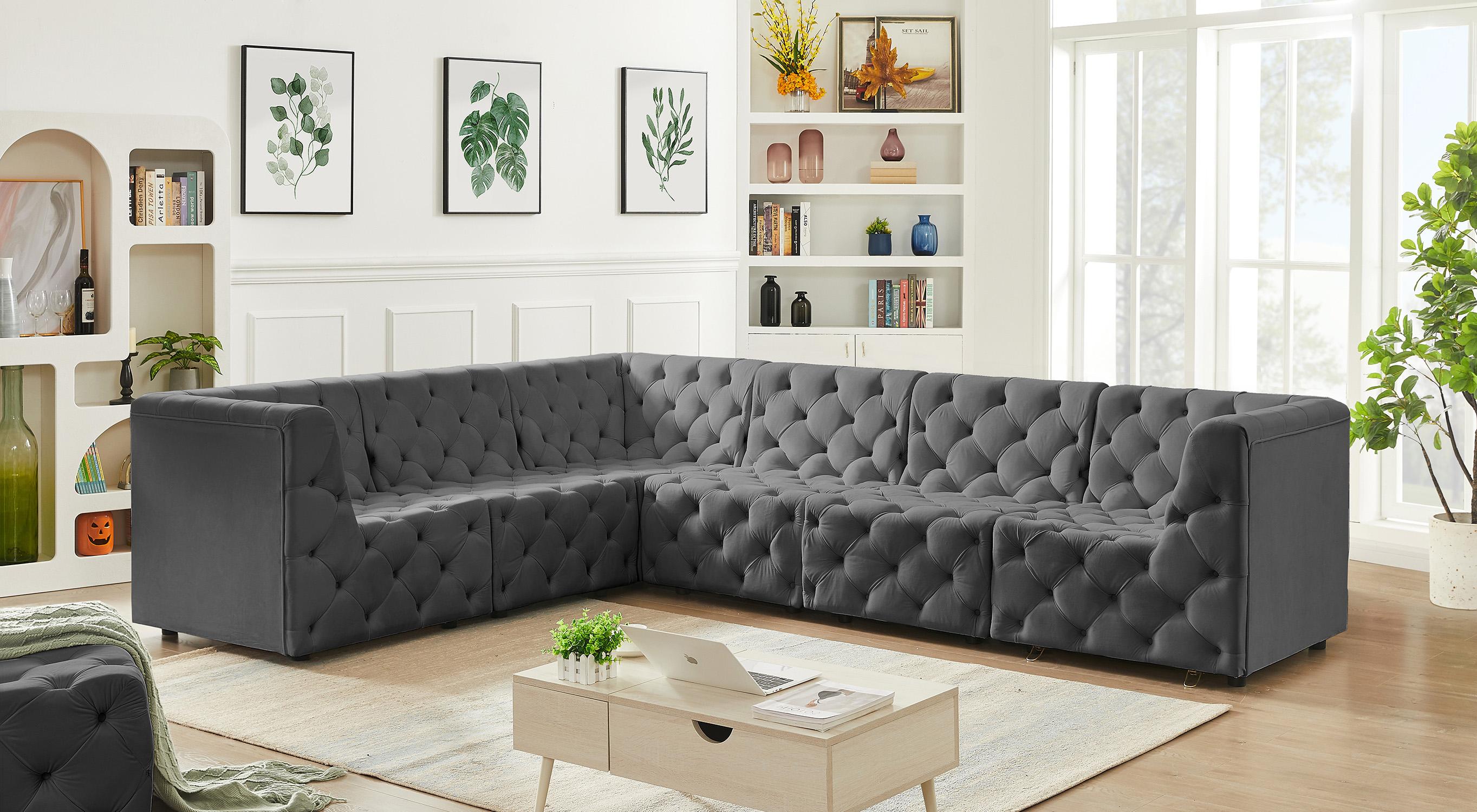 

        
Meridian Furniture TUFT 680Grey-Sec6A Modular Sectional Gray Velvet 94308272993
