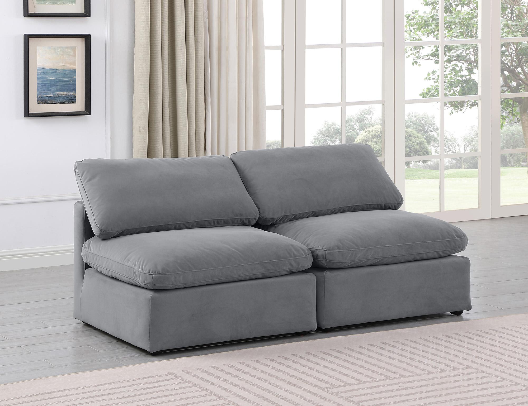 

    
Grey Velvet Modular Sofa INDULGE 147Grey-S2 Meridian Contemporary Modern
