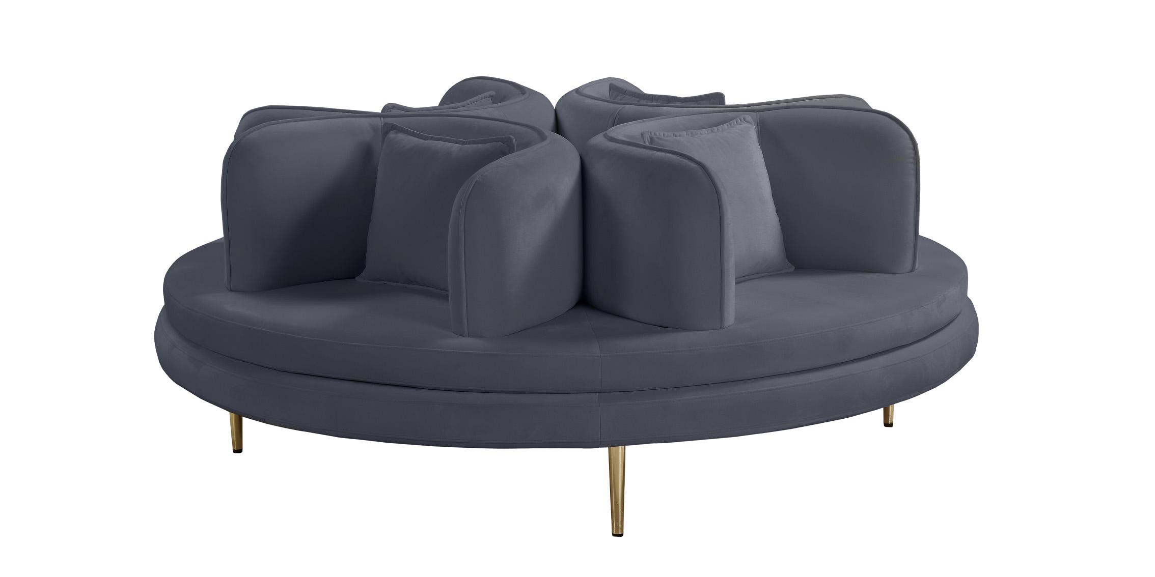 Contemporary, Modern Round Sofa Settee CIRCLET 627Grey 627Grey in Gray Velvet
