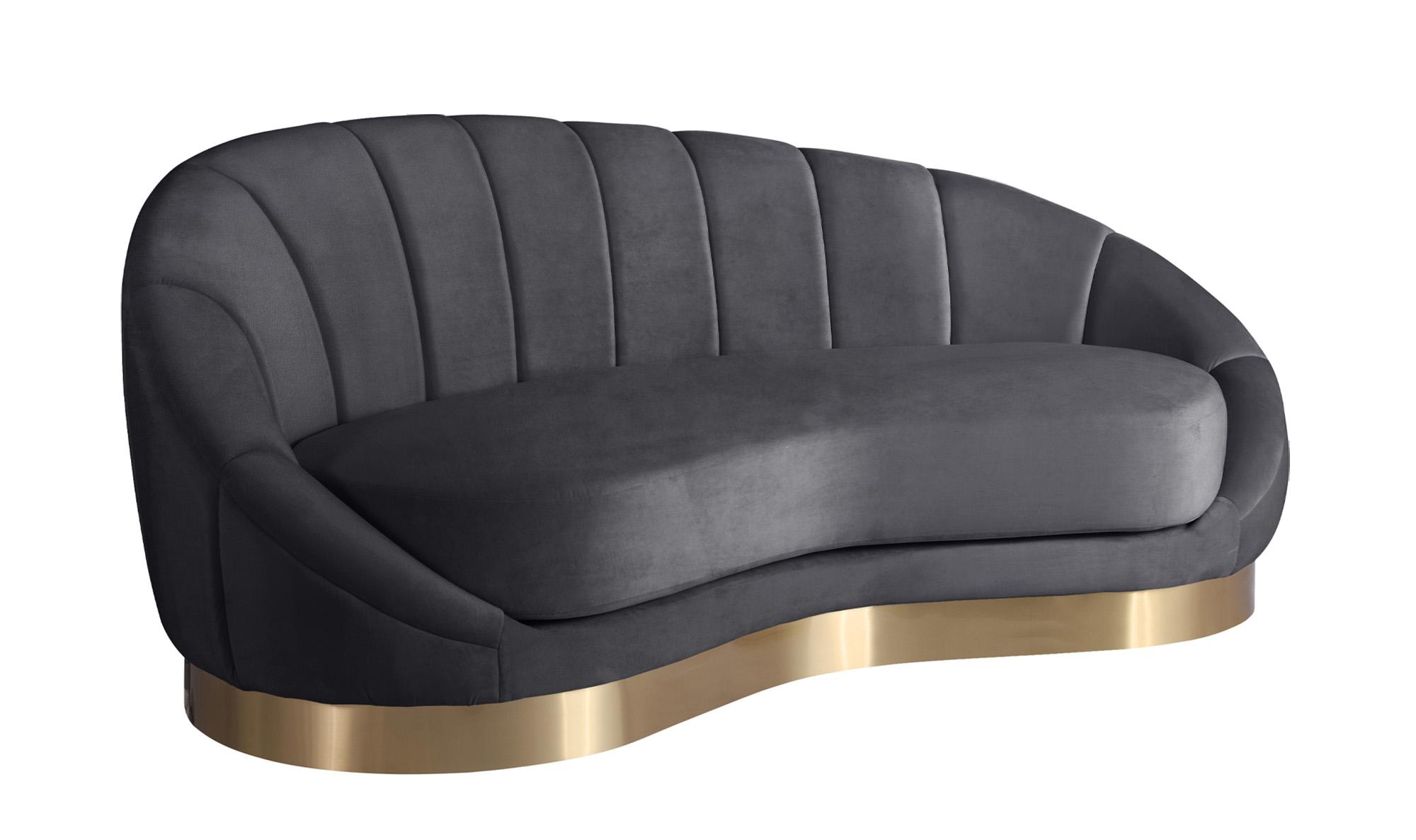 

    
Grey Velvet Rounded Loveseat SHELLY 623Grey-Chaise Meridian Contemporary
