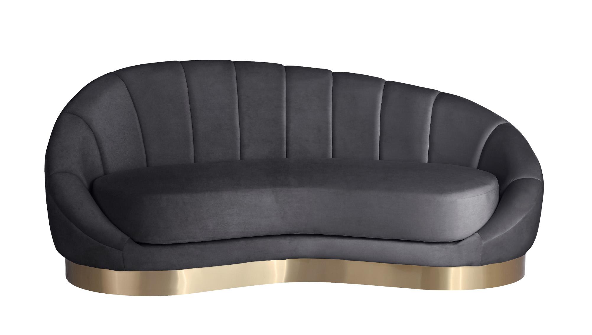 

    
Grey Velvet Rounded Loveseat SHELLY 623Grey-Chaise Meridian Contemporary
