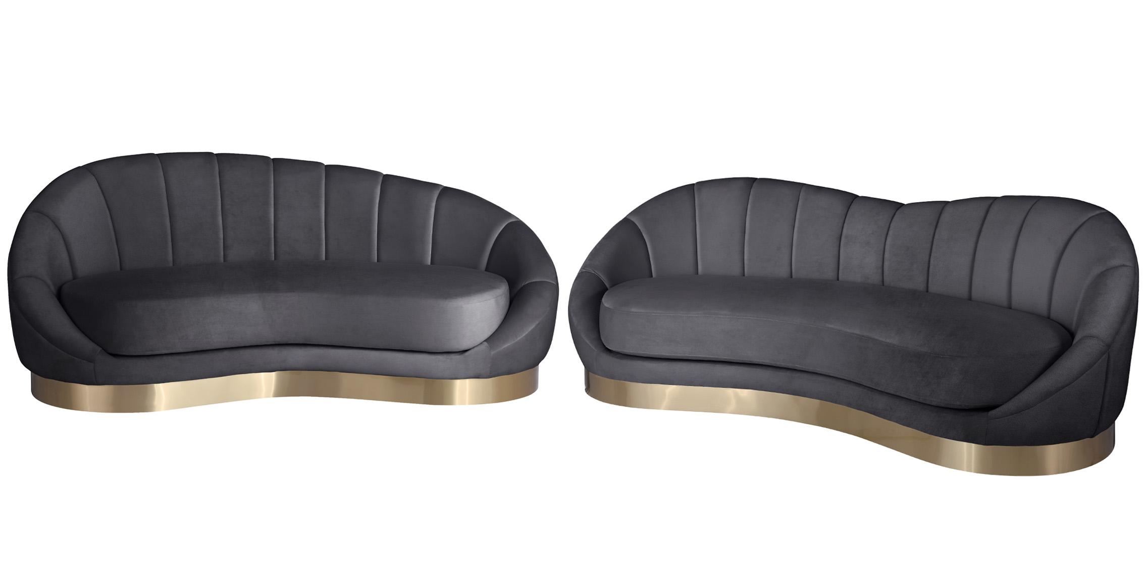

    
Grey Velvet Rounded Sofa Set 2 Pcs SHELLY 623Grey-S Meridian Contemporary Modern
