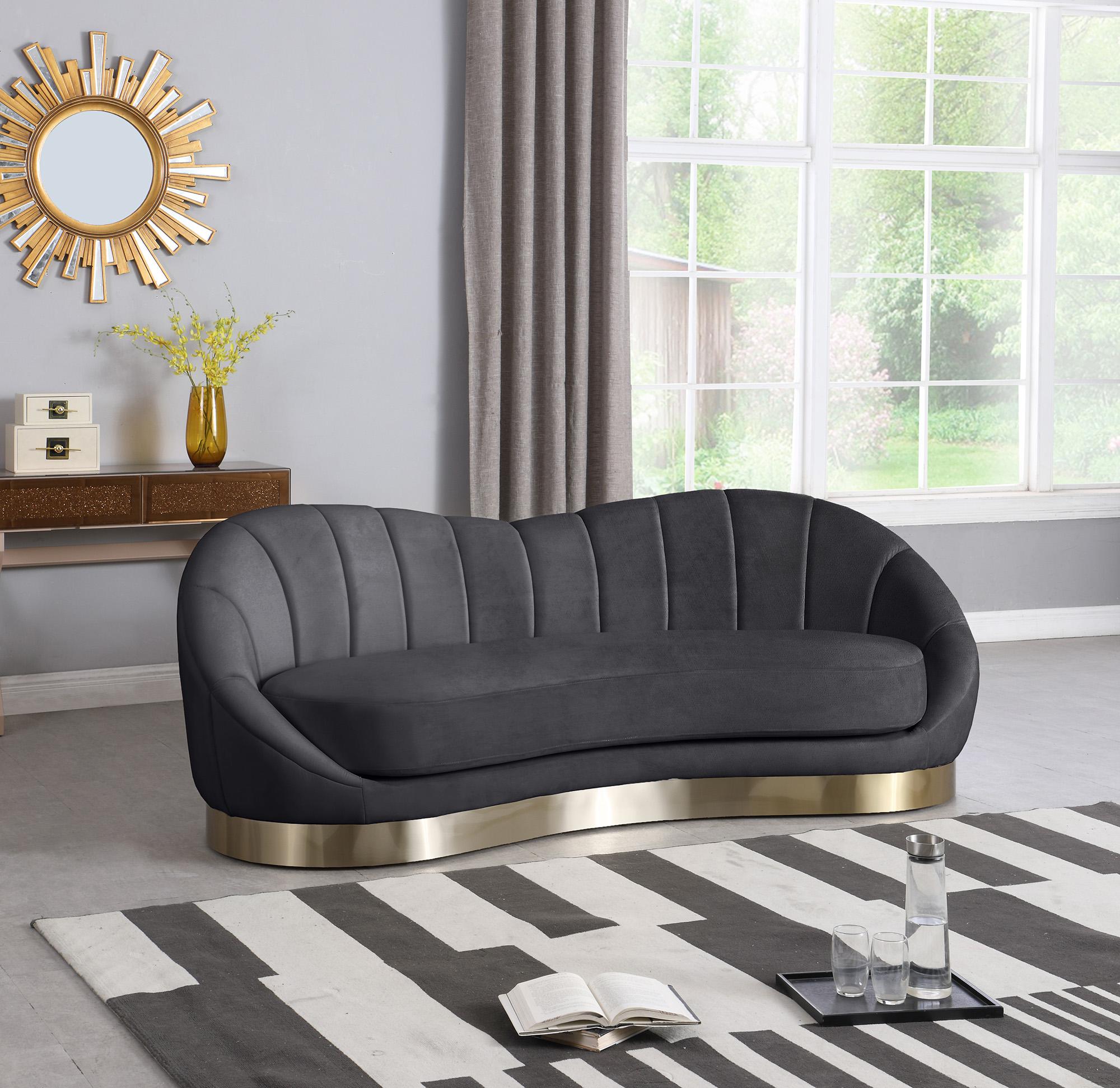 

    
 Order  Grey Velvet Rounded Sofa Set 2 Pcs SHELLY 623Grey-S Meridian Contemporary Modern
