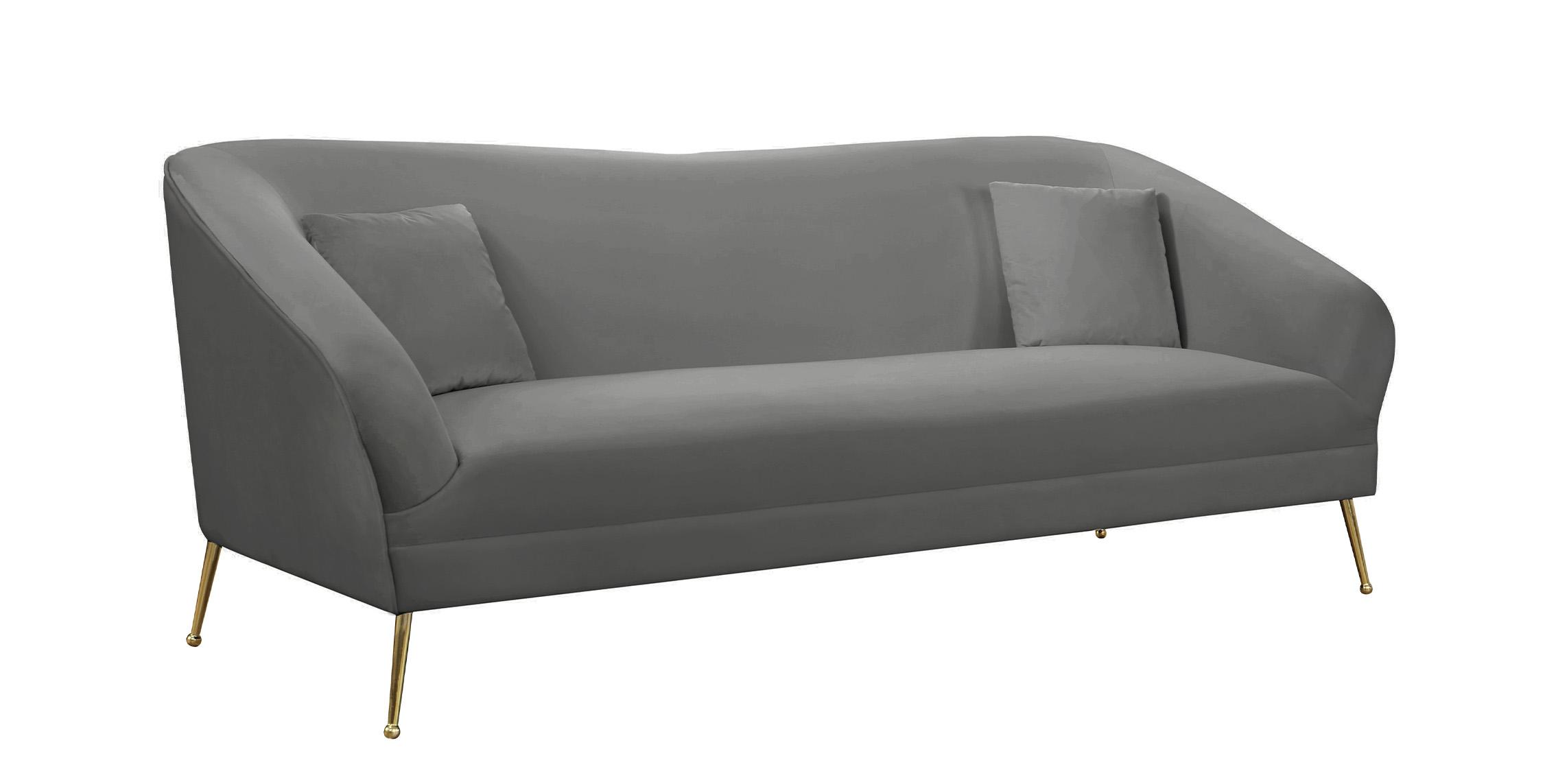 

    
Grey Velvet Curved Sofa HERMOSA 658Grey-S Meridian Mid-Century Modern
