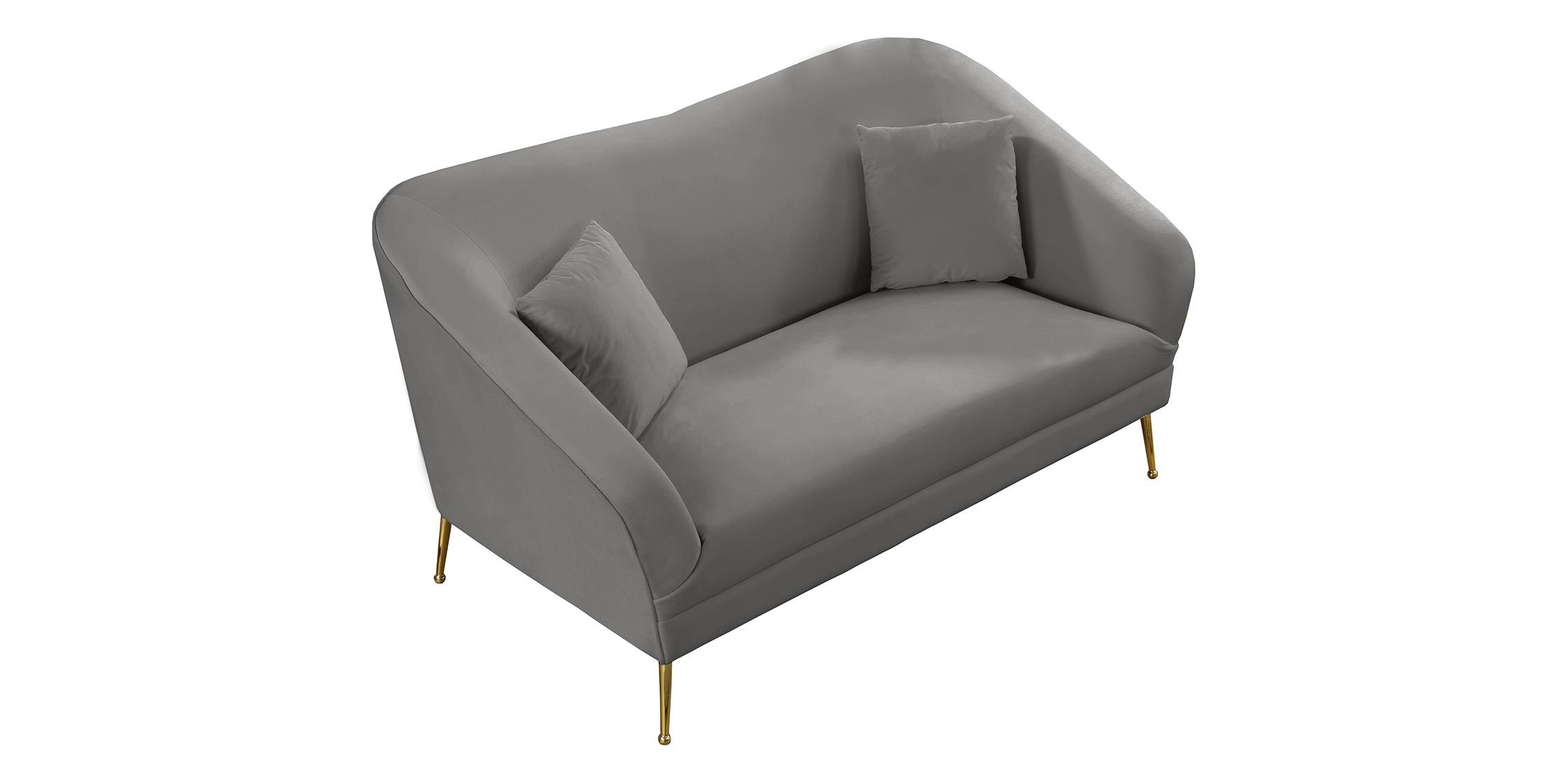 

    
 Order  Grey Velvet Curved Sofa Set 3Pcs HERMOSA 658Grey Meridian Mid-Century Modern
