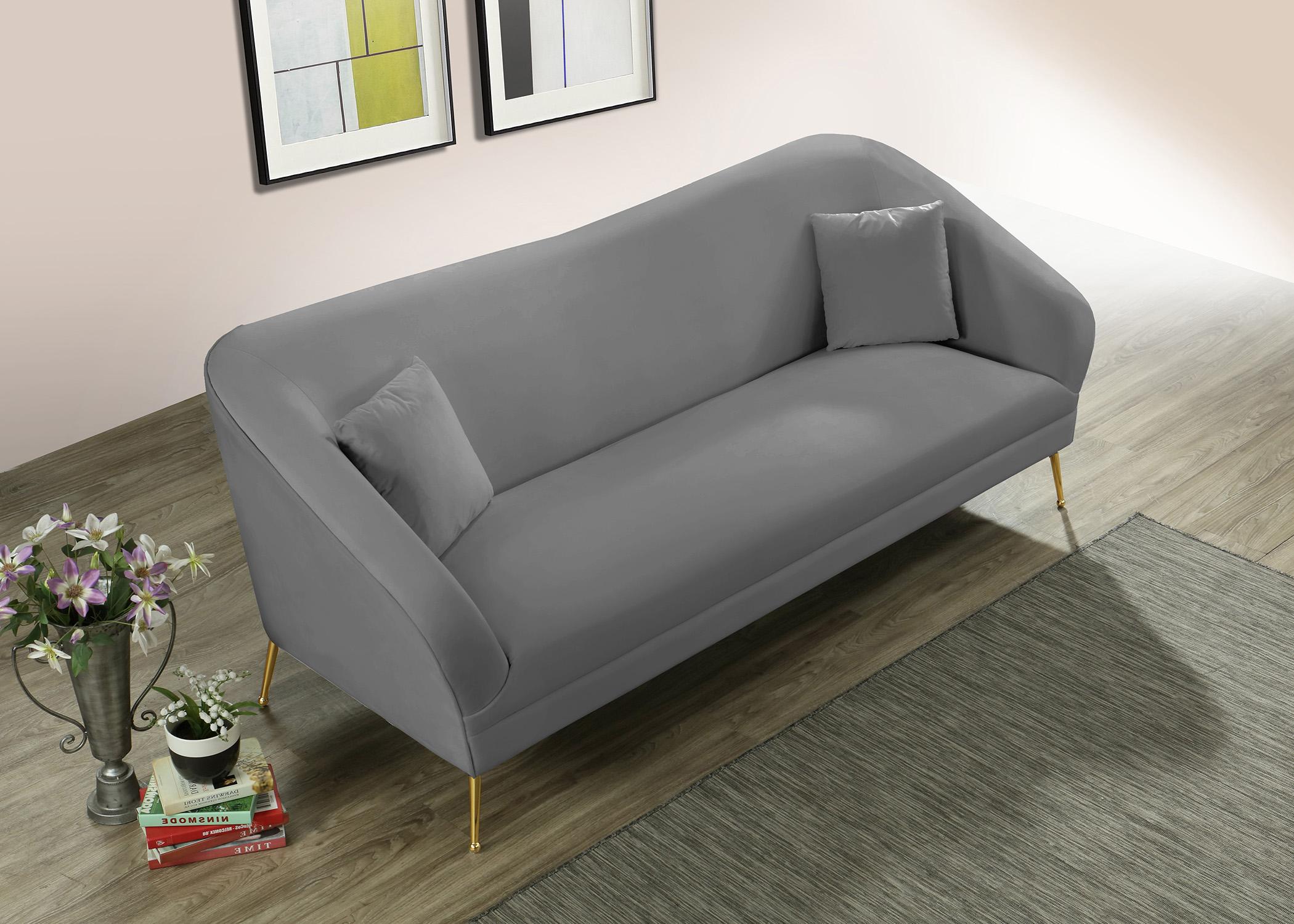 

    
 Shop  Grey Velvet Curved Sofa Set 2Pcs HERMOSA 658Grey Meridian Mid-Century Modern
