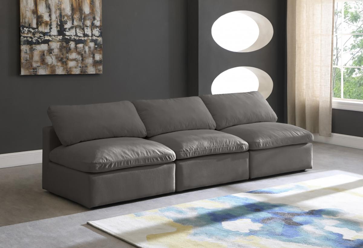 

    
GREY Velvet Sofa Armless 105 Cloud Modular Overstuffed Down Filled SOFLEX Modern
