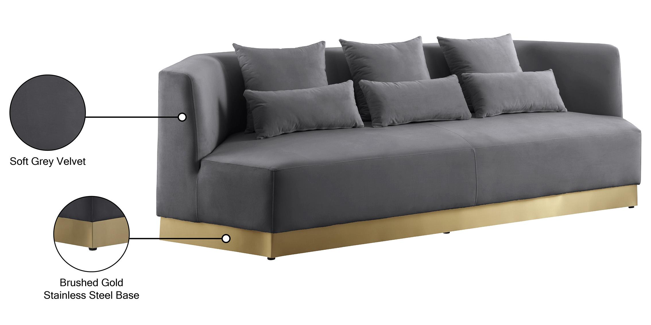 

    
Grey Velvet Sofa Set 3Pcs MARQUIS 600Grey-S Meridian Contemporary Modern
