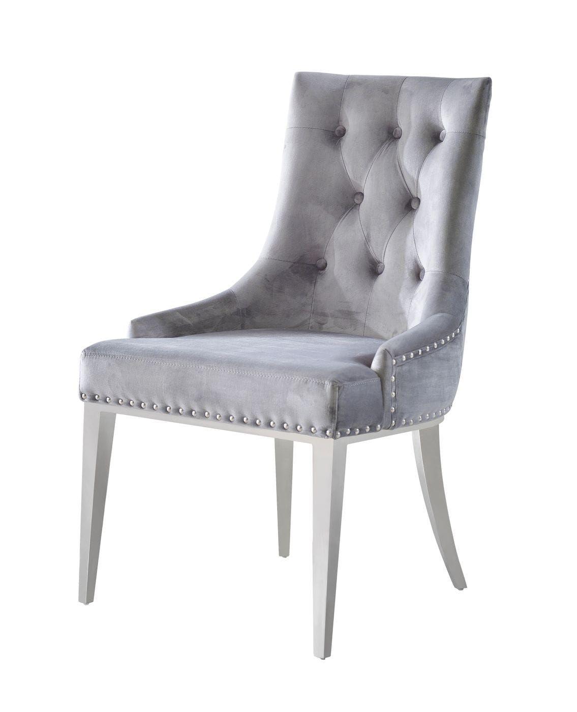 

    
Grey Velvet & Stainless Steel Dining Chair Set 2 Modrest Dumas VIG Contemporary
