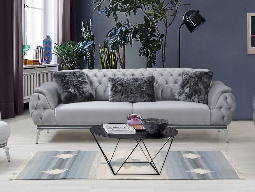 

    
Grey Velvet Steel Legs Sofa Set 2Pcs Contemporary Alpha Furniture Barcelona
