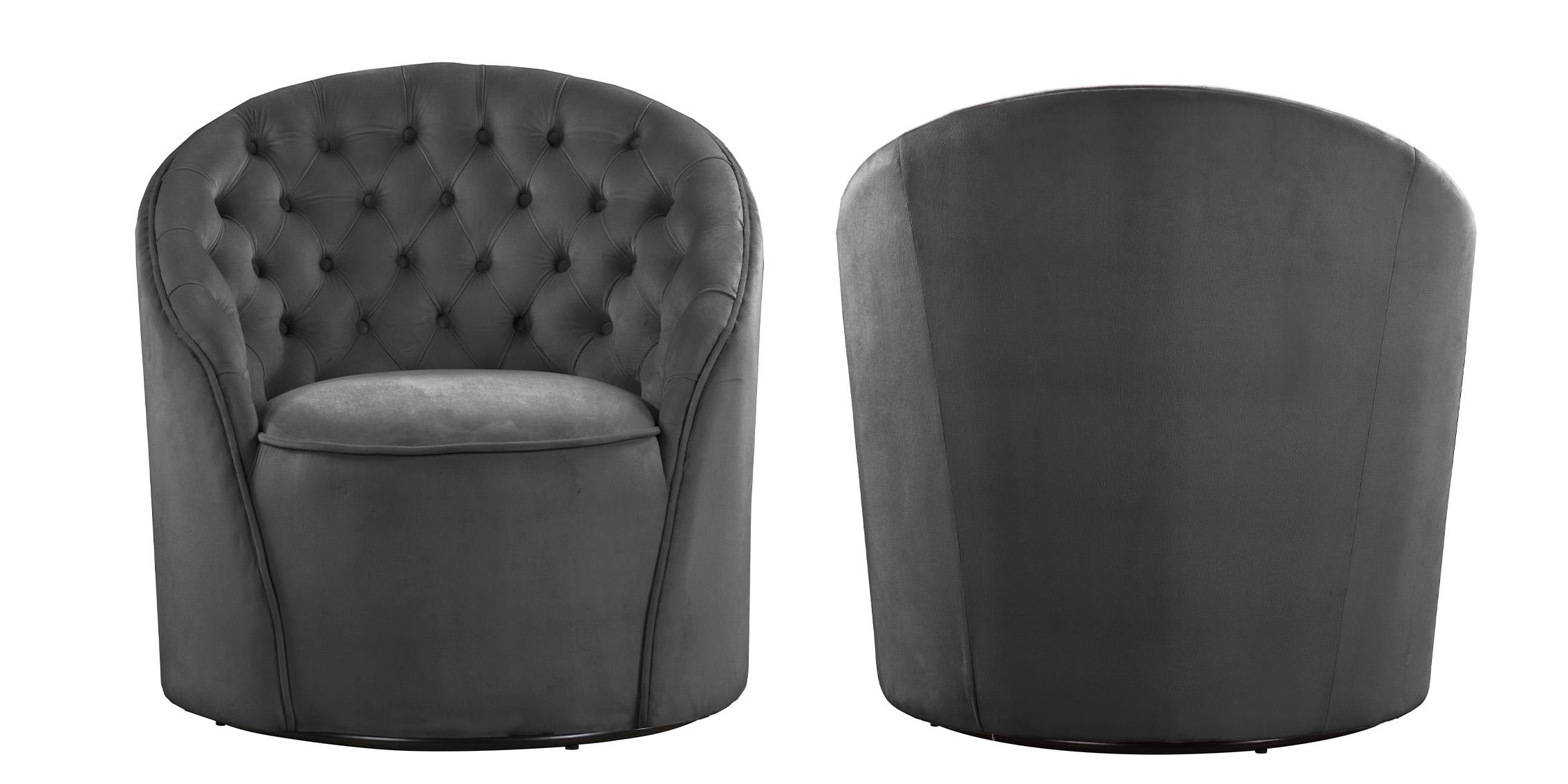 

    
Grey Velvet & Swivel Base Accent Chair Set 2Pcs ALESSIO 501Grey Meridian Modern
