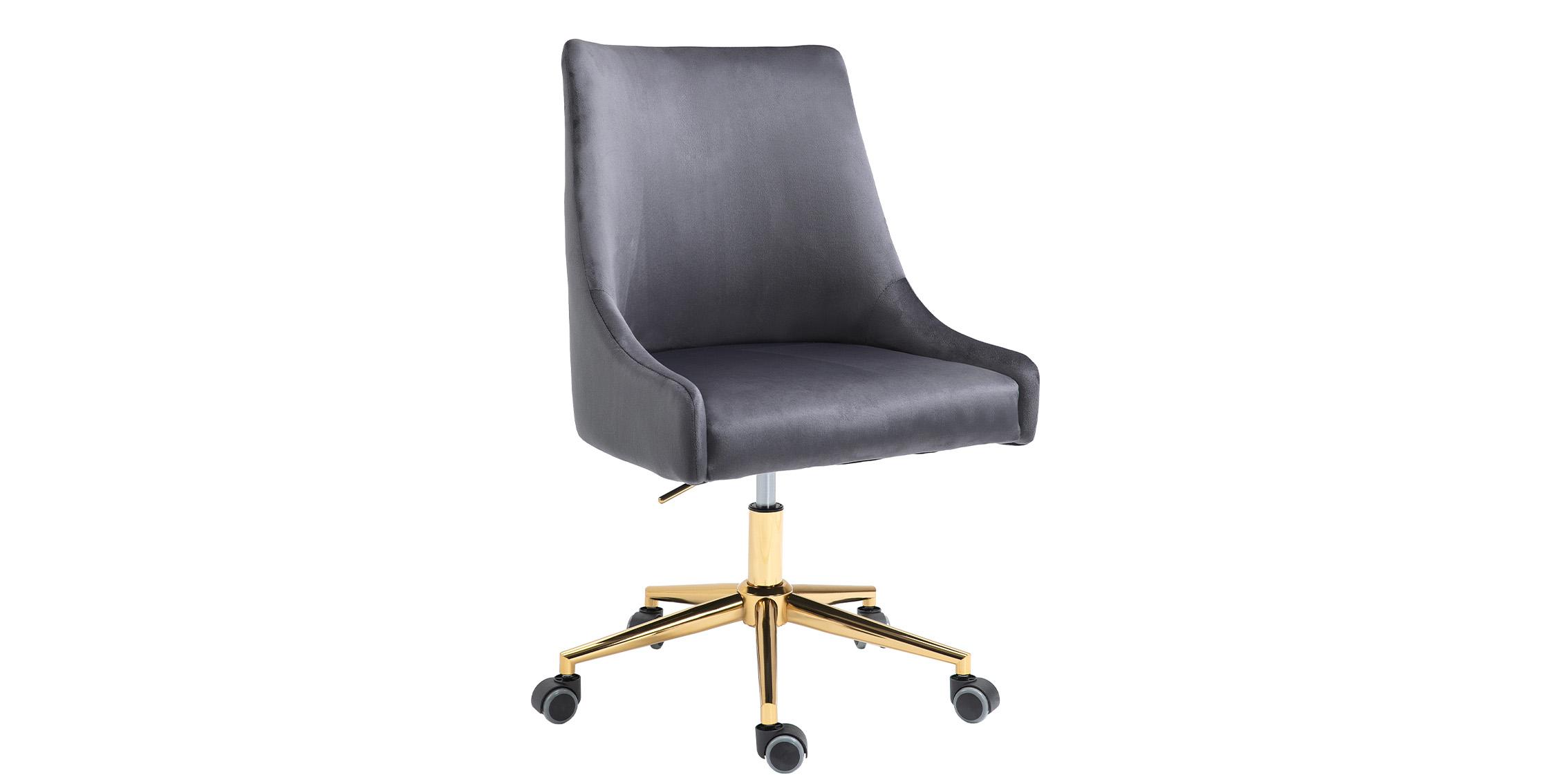 

    
Grey Velvet Gold Swivel Office Chair KARINA 163Grey Meridian Contemporary Modern
