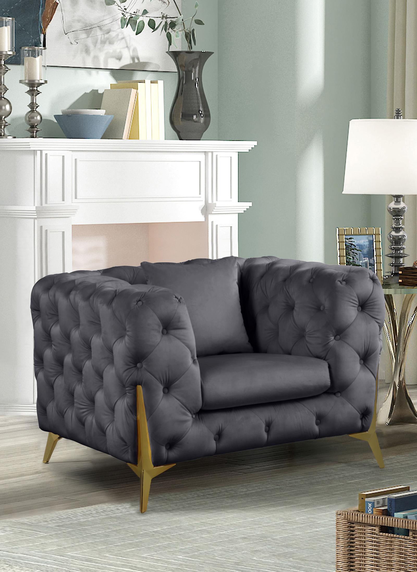 

    
Grey Velvet Tufted Arm Chair KINGDOM 695Grey-C Meridian Modern Contemporary
