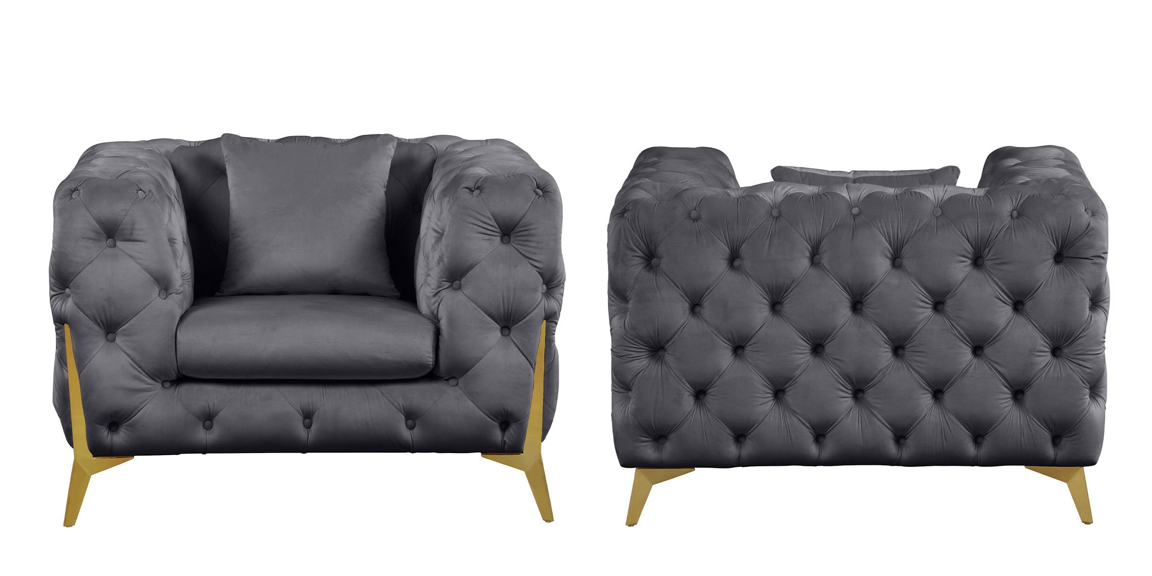 

    
Grey Velvet Tufted Chair Set 2Pcs KINGDOM 695Grey-C Meridian Modern Contemporary
