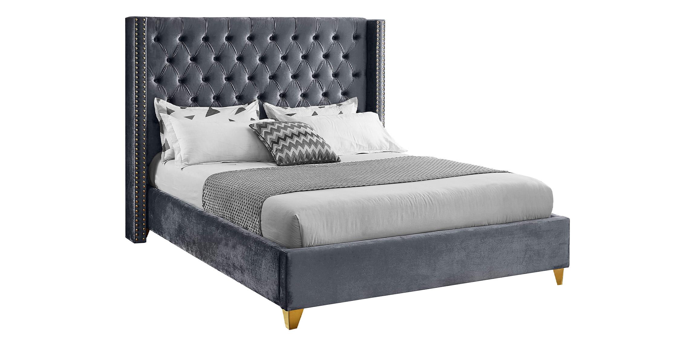 

    
Grey Velvet Tufted King Bed BAROLO Grey-K Meridian Modern Contemporary
