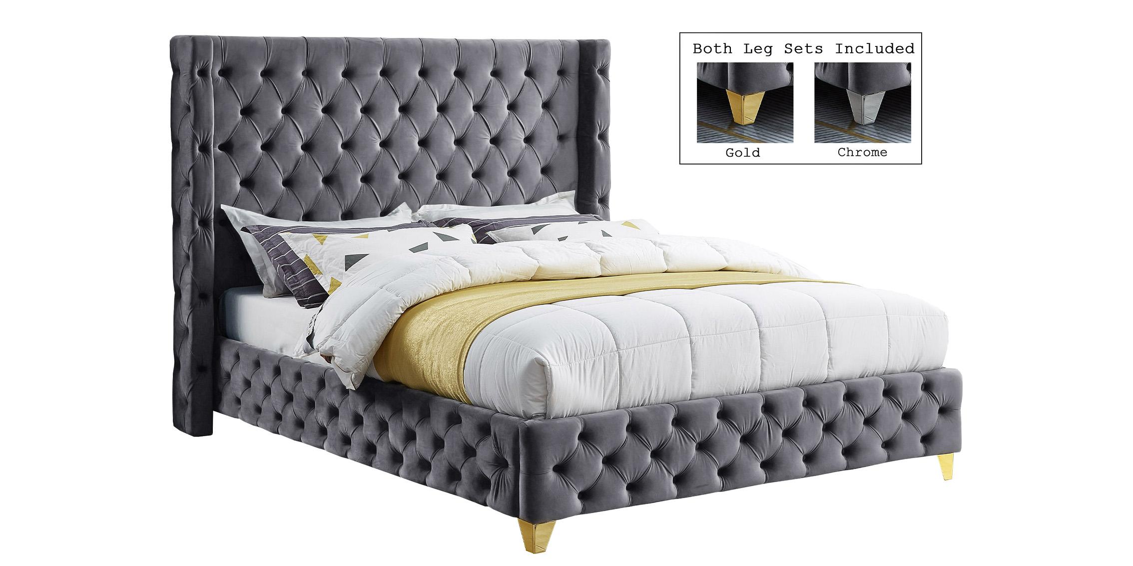 

    
Grey Velvet Tufted King Bed SAVAN SavanGrey-K Meridian Modern Contemporary
