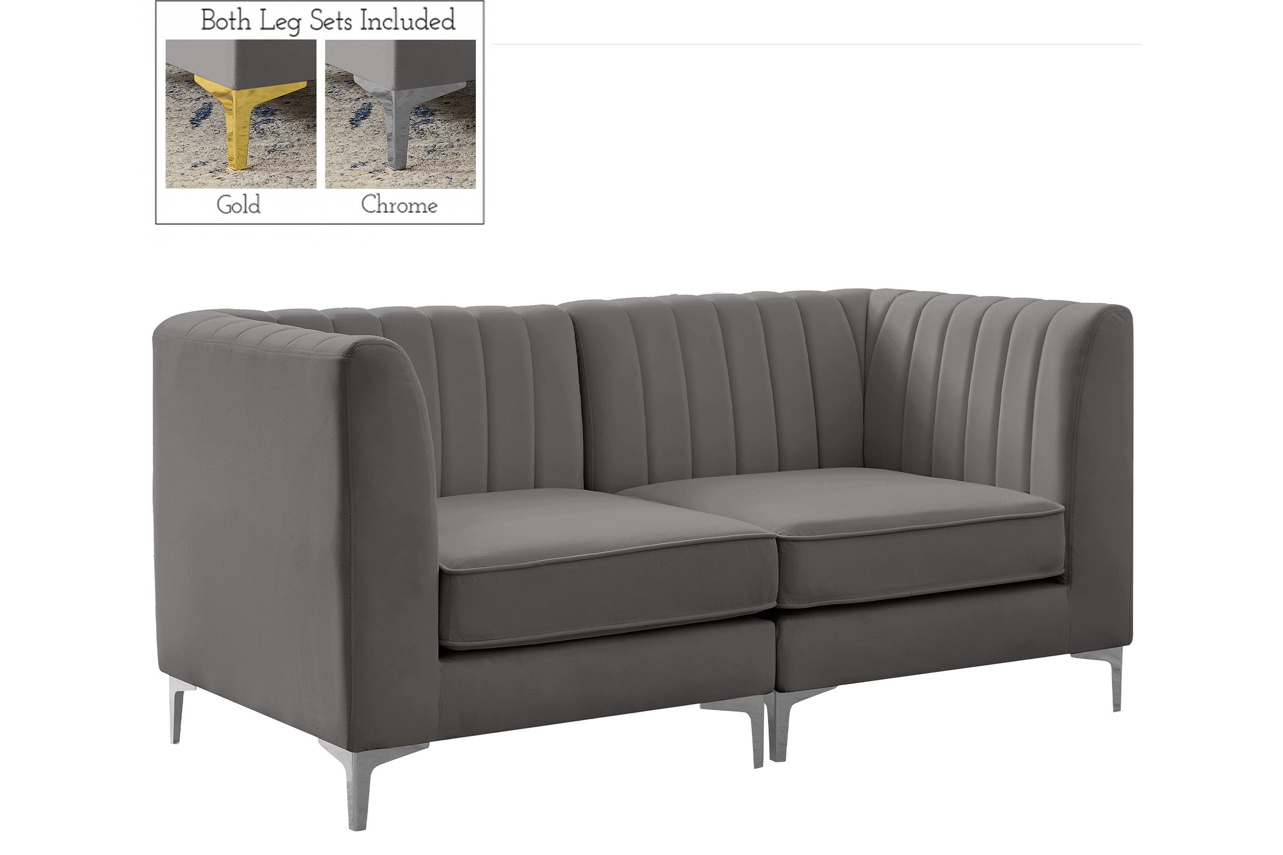 Contemporary, Modern Modular Sectional Sofa ALINA 604Grey-S67 604Grey-S67 in Gray Velvet