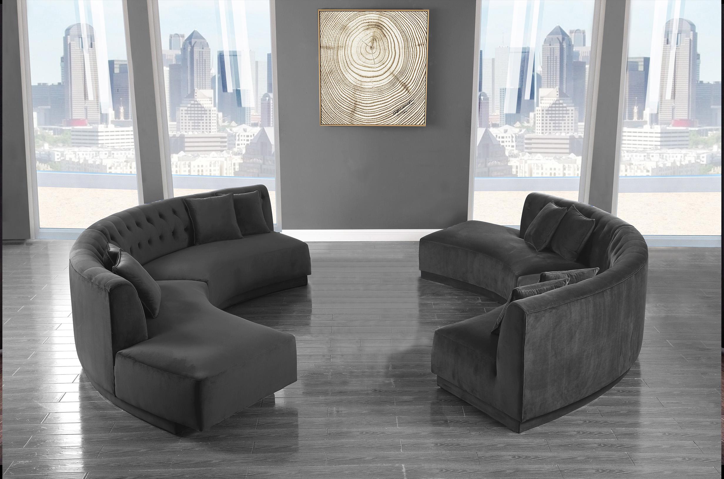 

    
Grey Velvet Tufted Sectional Sofa Set 2Pcs KENZI 641Grey Meridian Contemporary
