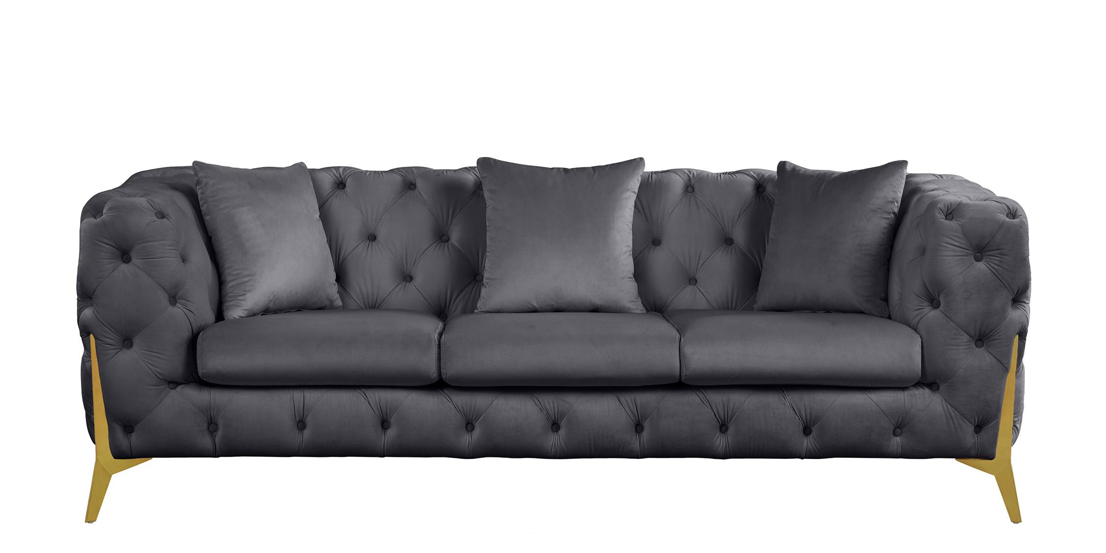 

    
 Order  Grey Velvet Tufted Sofa Set 2Pcs KINGDOM 695Grey Meridian Modern Contemporary
