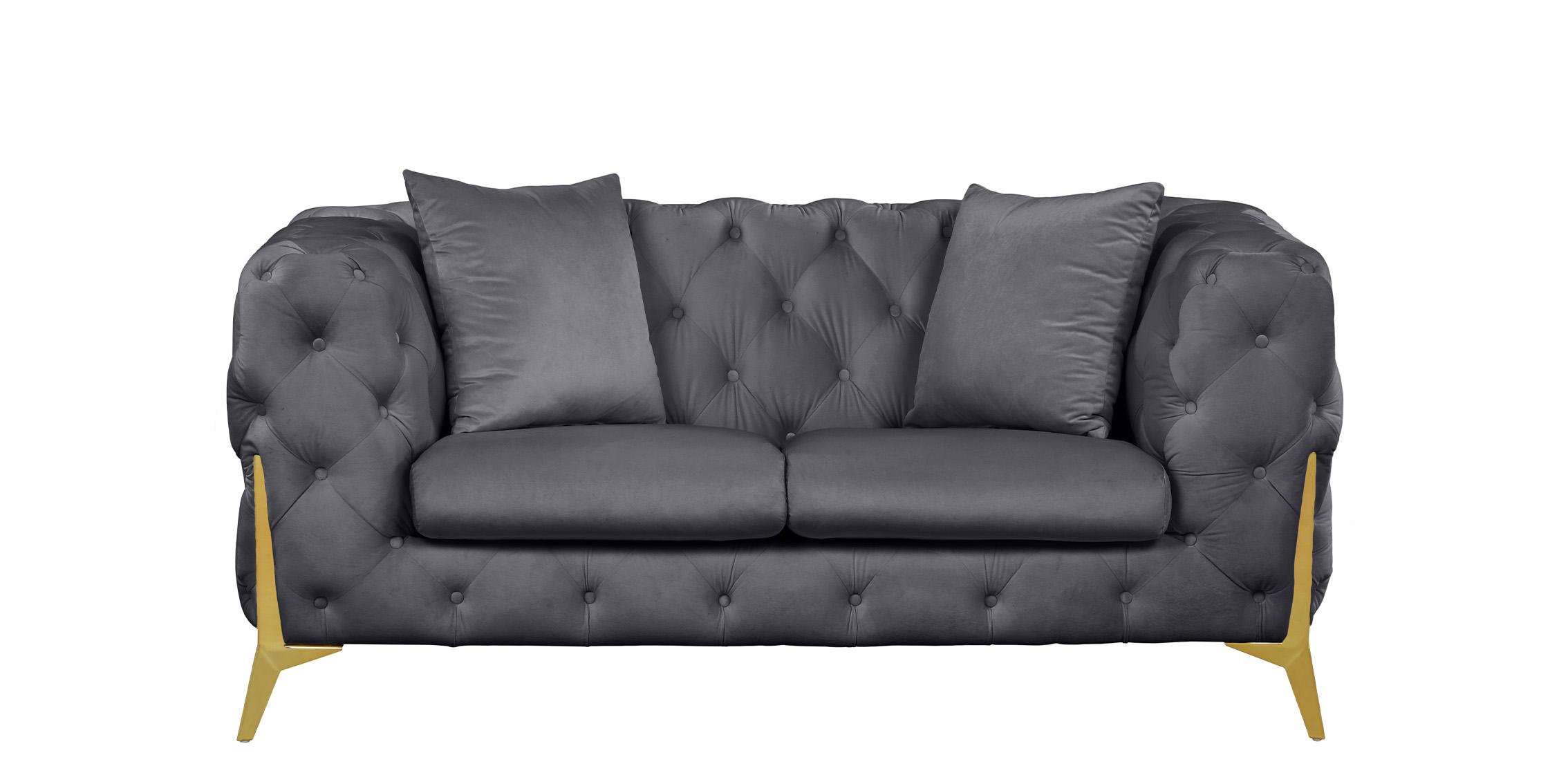 

    
 Shop  Grey Velvet Tufted Sofa Set 2Pcs KINGDOM 695Grey Meridian Modern Contemporary
