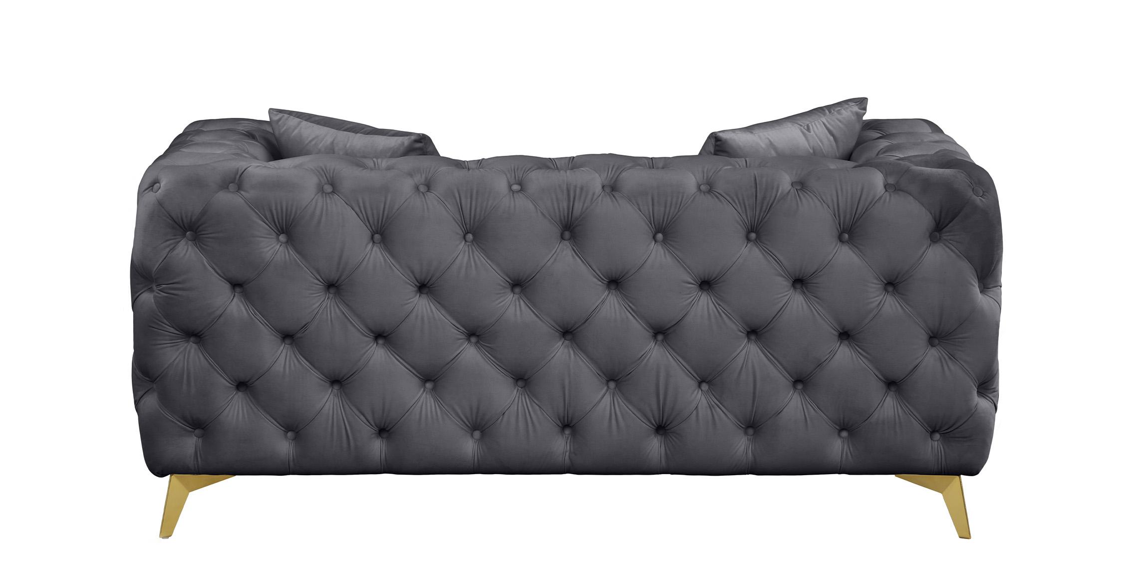 

    
 Shop  Grey Velvet Tufted Sofa Set 3Pcs KINGDOM 695Grey Meridian Modern Contemporary
