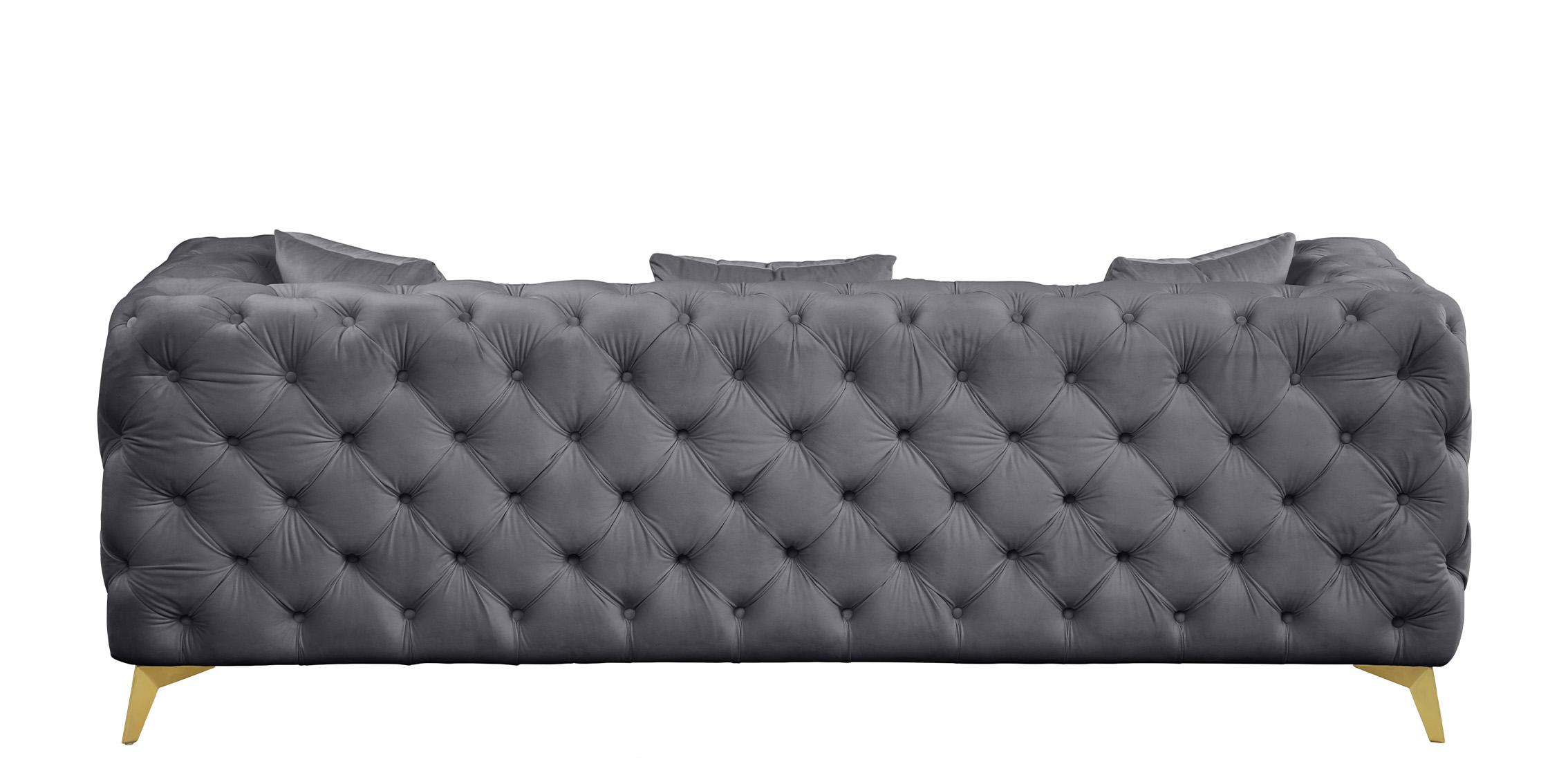 

    
 Order  Grey Velvet Tufted Sofa Set 3Pcs KINGDOM 695Grey Meridian Modern Contemporary
