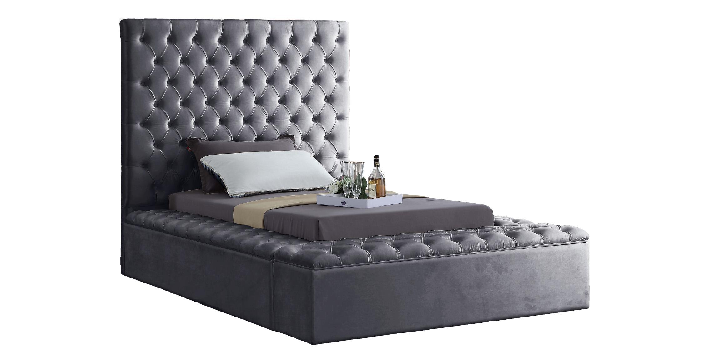 

    
Grey Velvet Tufted Storage Twin Bed BLISS Meridian Contemporary Modern
