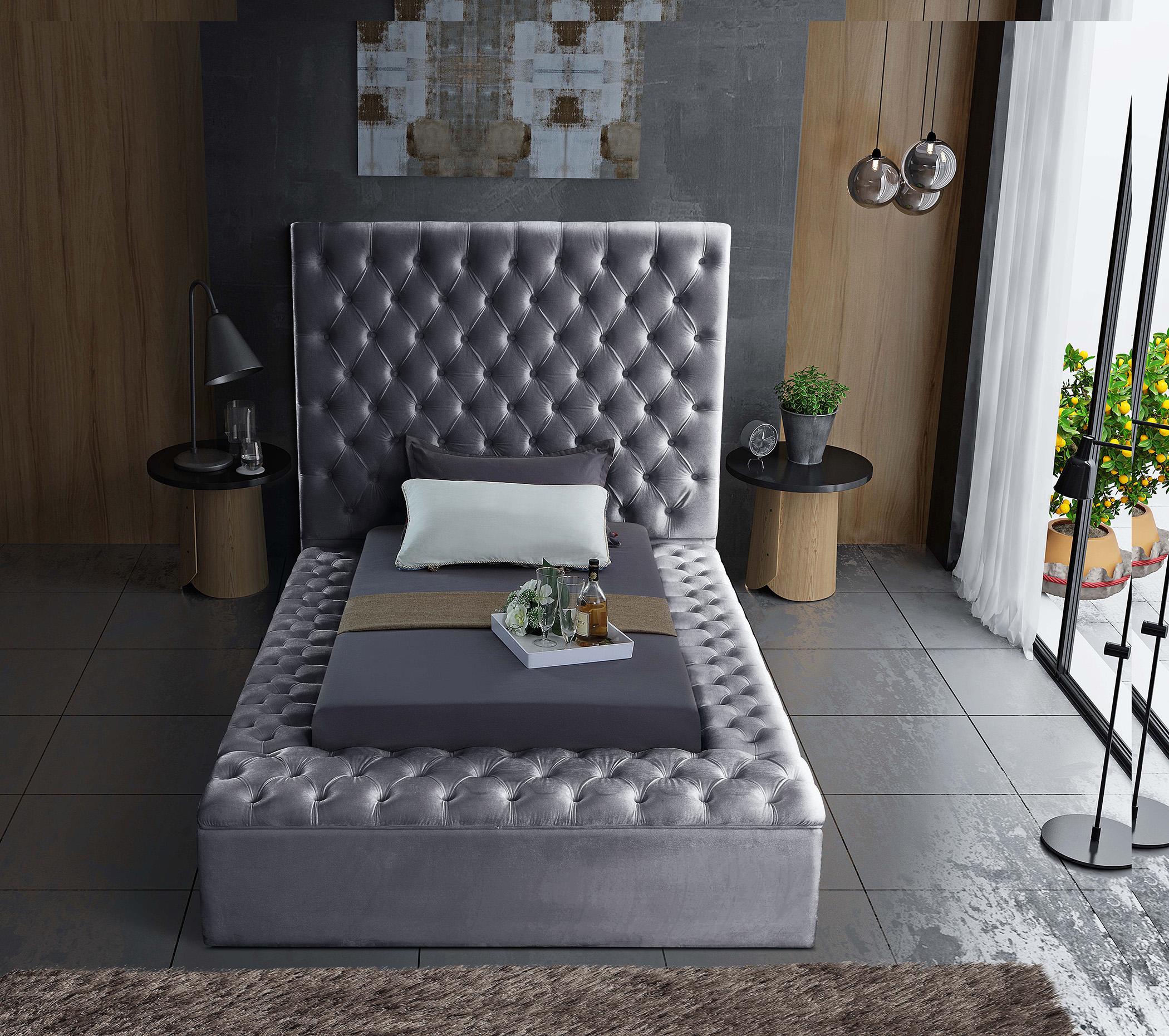 

    
BlissGrey-T Grey Velvet Tufted Storage Twin Bed BLISS Meridian Contemporary Modern
