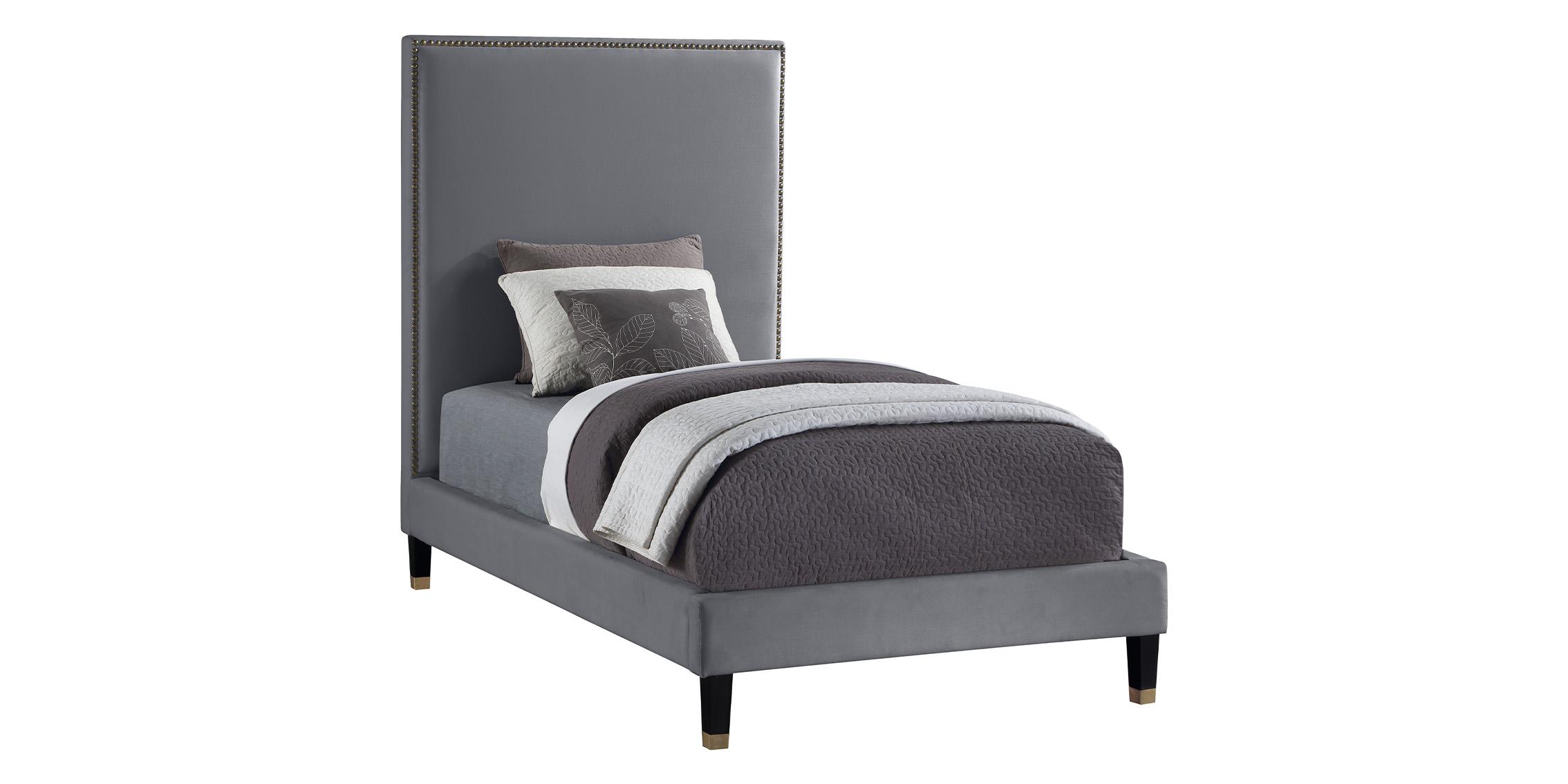 

    
Grey Velvet Twin Bed HARLIE HarlieGrey-T Meridian Modern Contemporary
