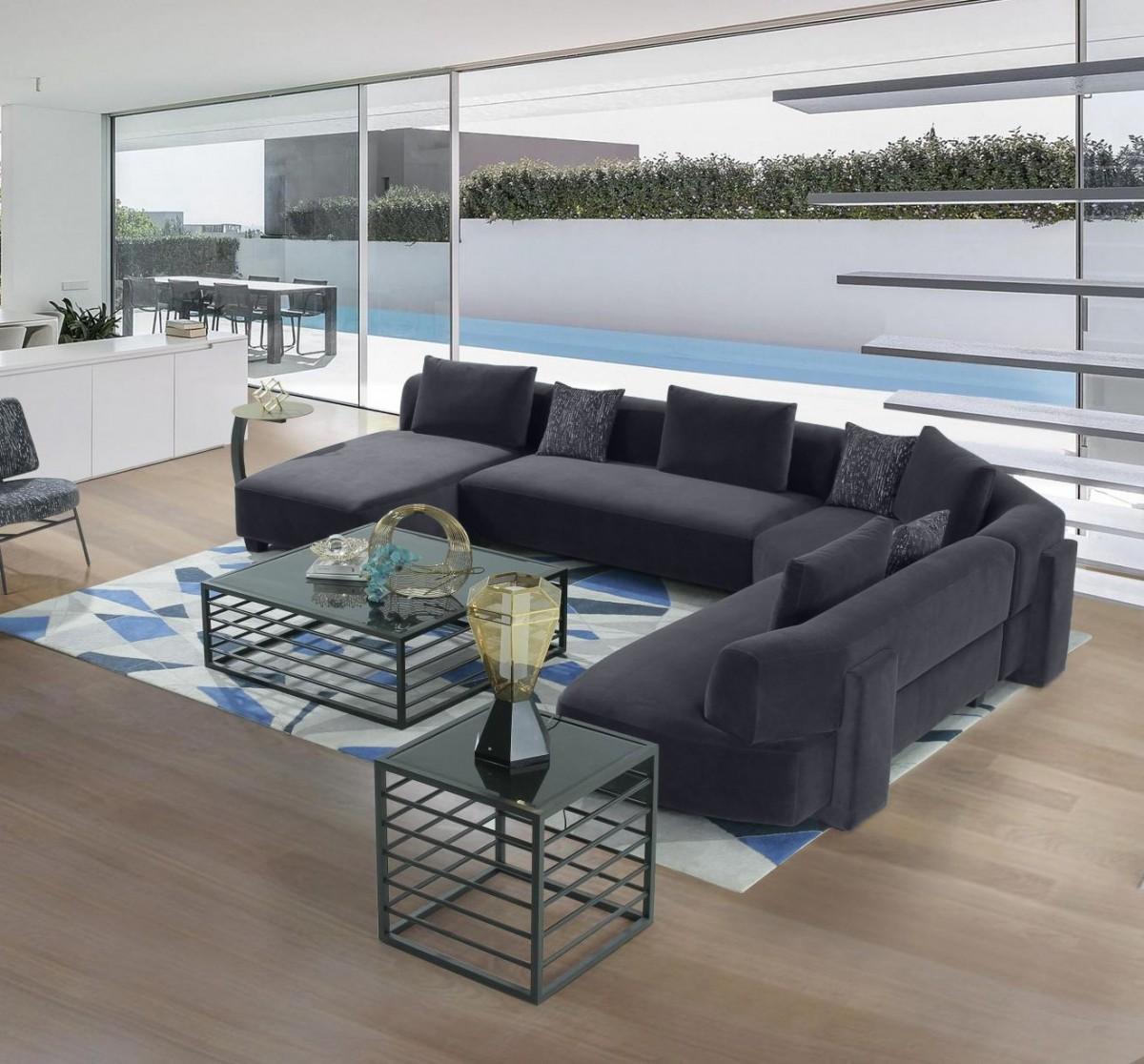 

    
Grey Velvet U Shaped Sectional Sofa VIG Divani Casa Bayou Contemporary Modern
