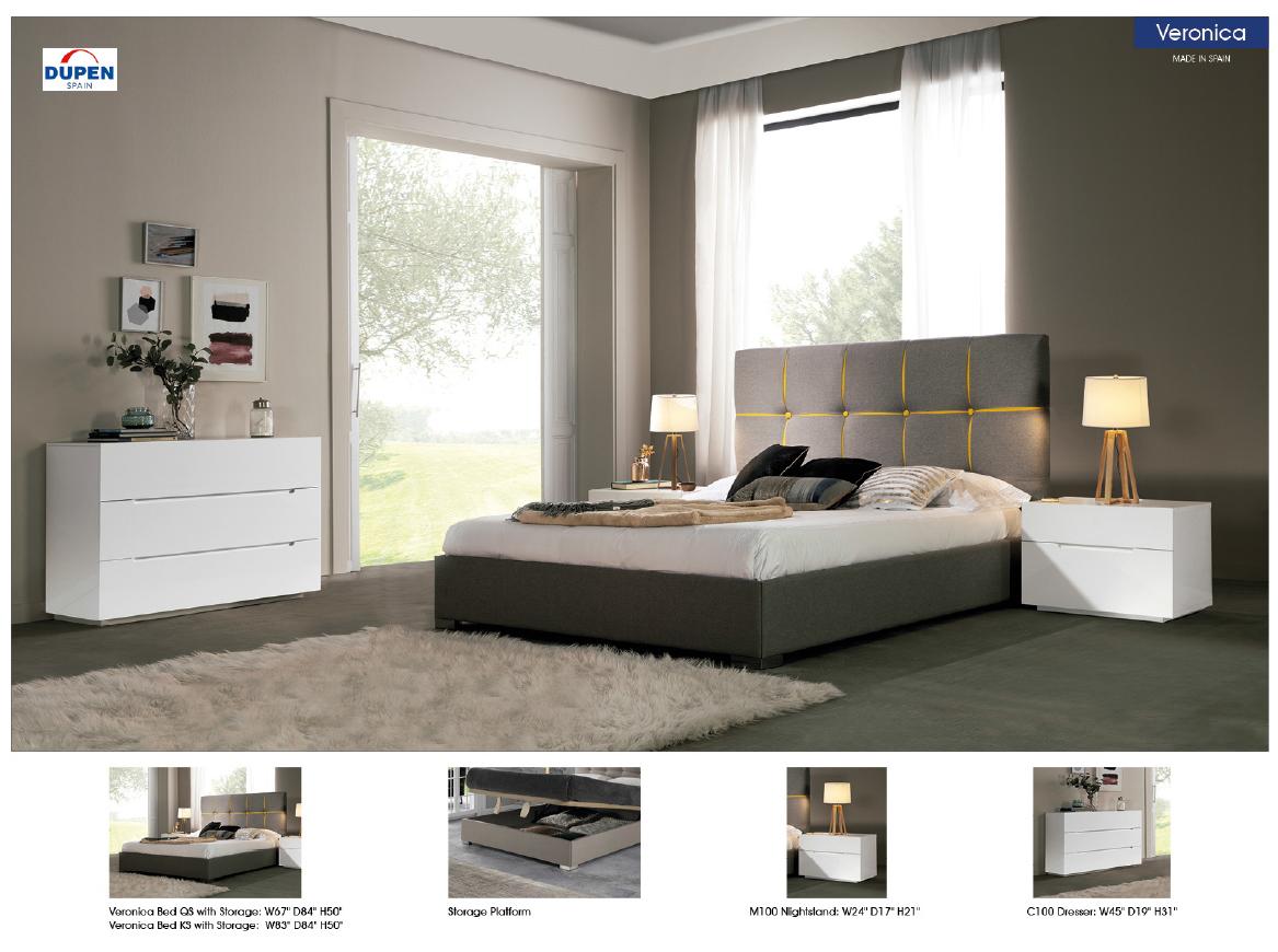 

                    
Buy Grey-Yellow/ White King w/Storage Bedroom Set 5 VERONICA ESF Modern DUPEN SPAIN
