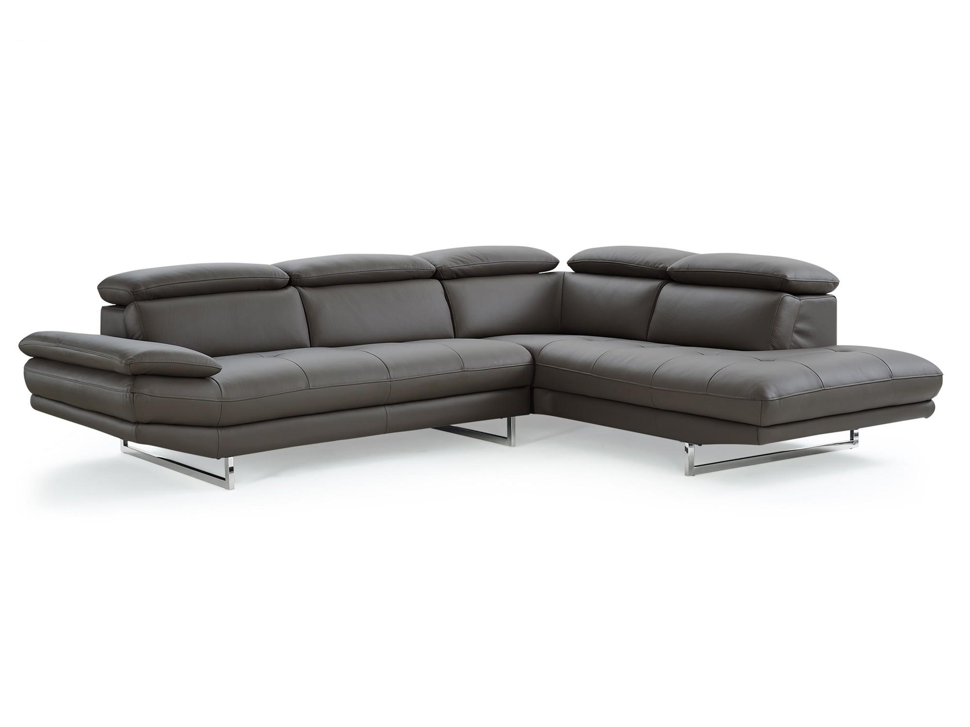 Contemporary Sectional Sofa Gridley Gridley Sectional in Dark Gray Genuine Leather
