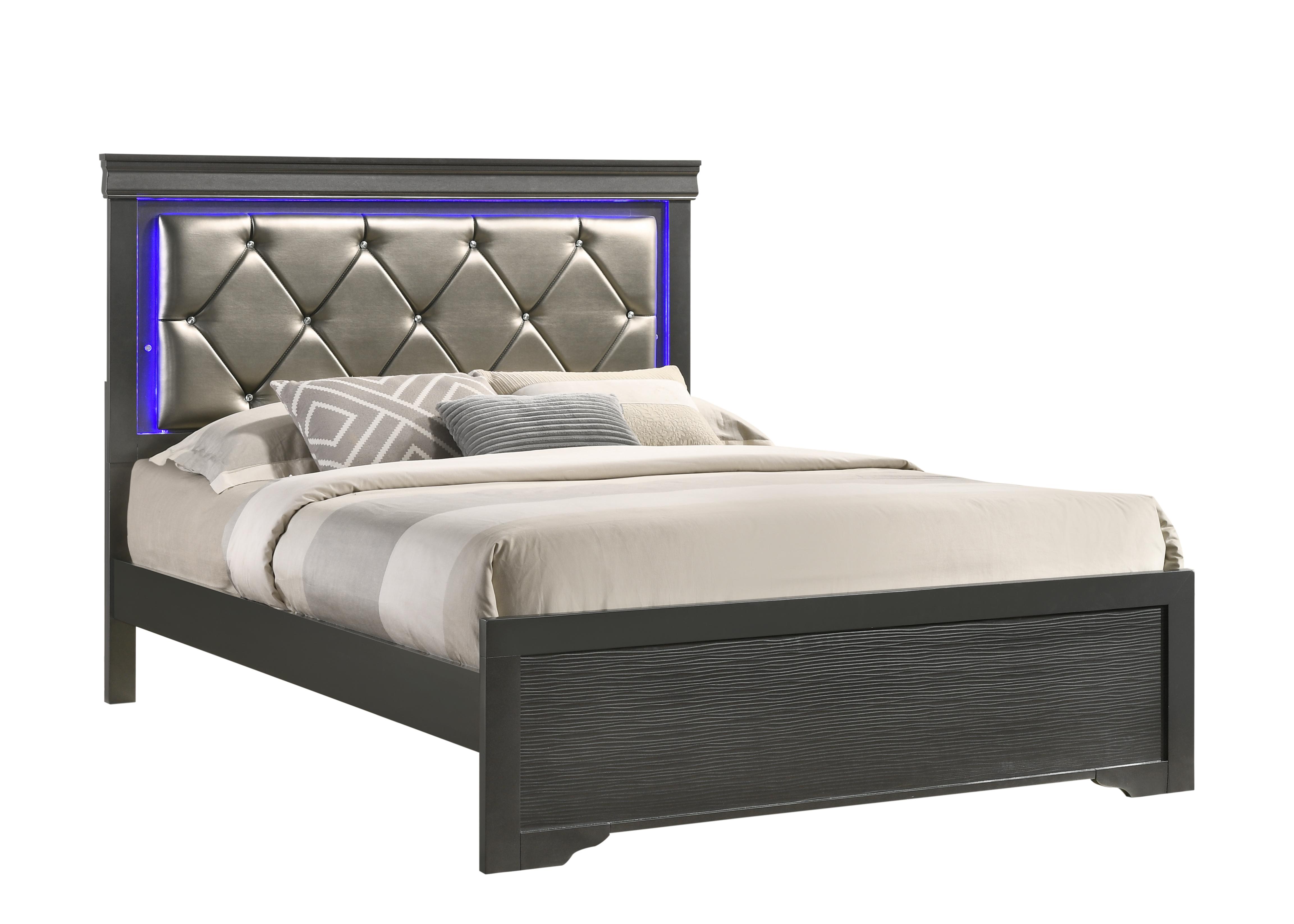 

    
Gun Metal Gray King Bedroom Set 5Pcs BROOKLYN Galaxy Home Contemporary Modern
