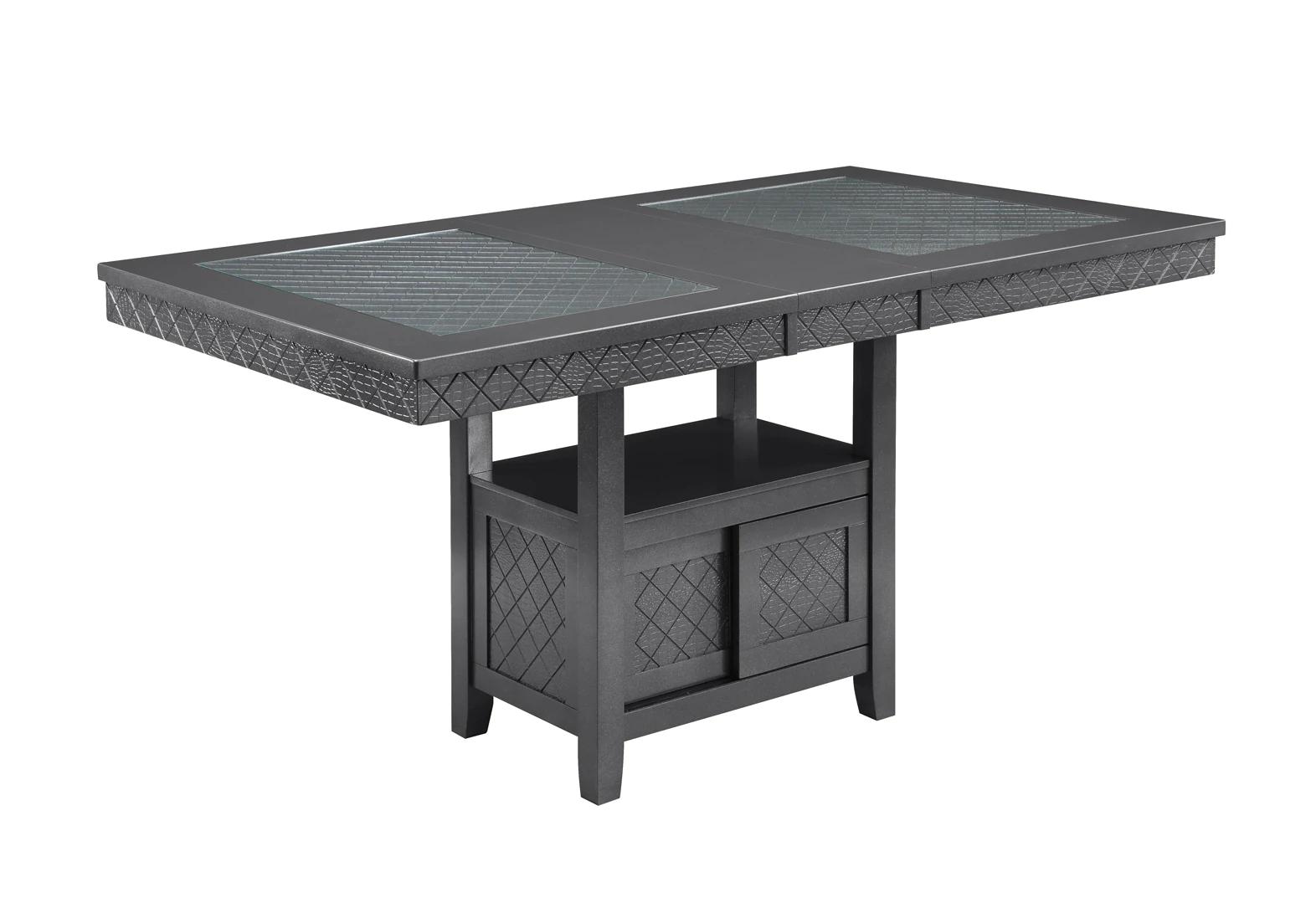 Traditional, Cottage Counter Height Table Bankston 2670ZC-4272 in Gunmetal, Brown PU