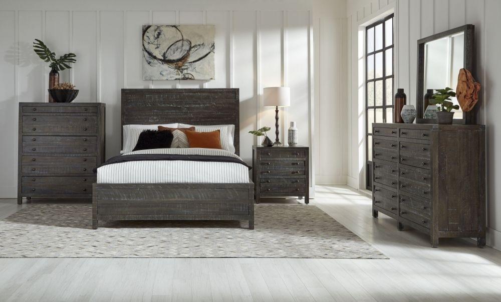 

    
 Photo  Gunmetal Finish Solid Hardwood Panel Queen Bedroom Set 3Pcs TOWNSEND by Modus Furniture
