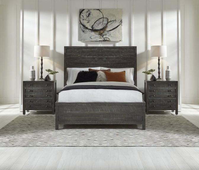 

    
Gunmetal Finish Solid Hardwood Panel Queen Bedroom Set 3Pcs TOWNSEND by Modus Furniture
