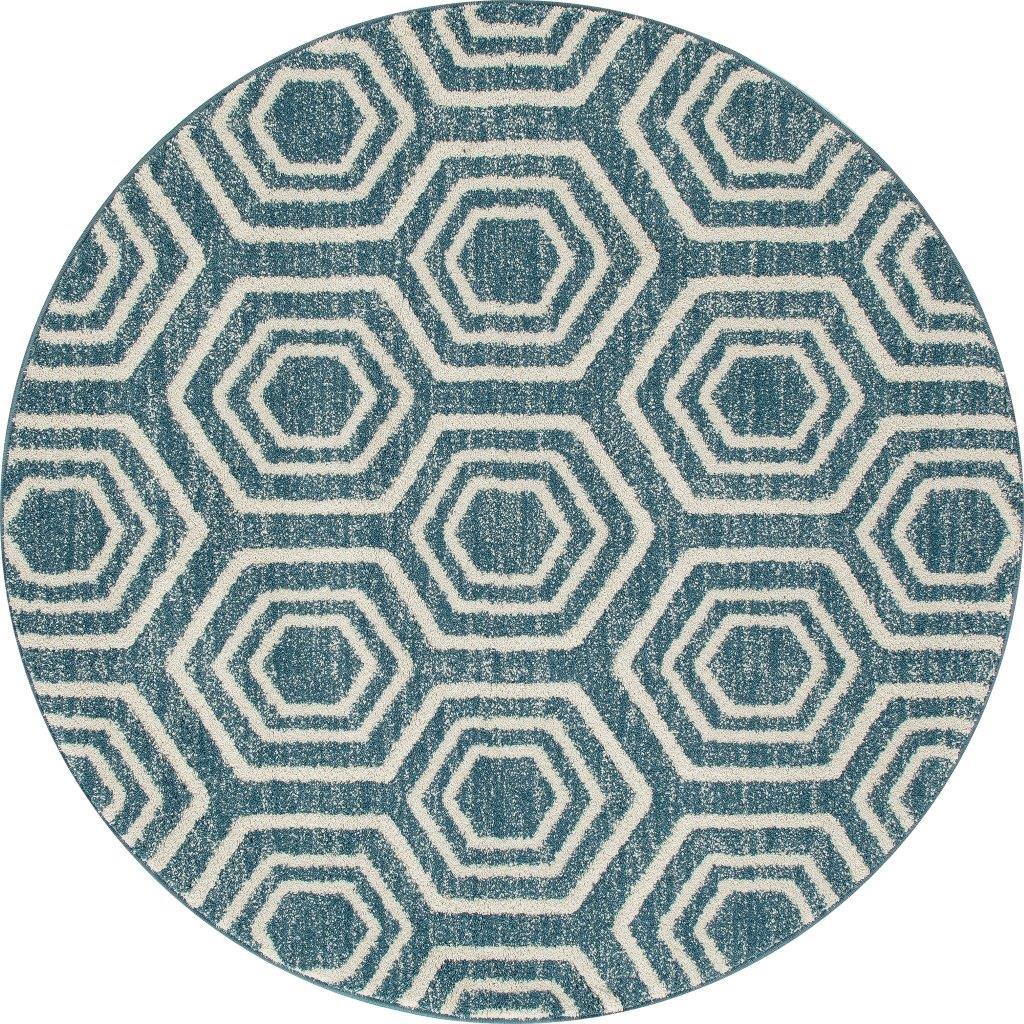 

    
Hailey Bees Knees Aqua 5 ft. 3 in. Round Area Rug by Art Carpet
