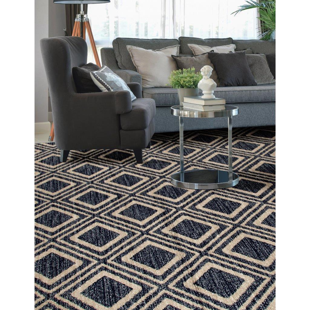 

    
Hailey Diamond Grid Navy 5 ft. 3 in. Round Area Rug by Art Carpet

