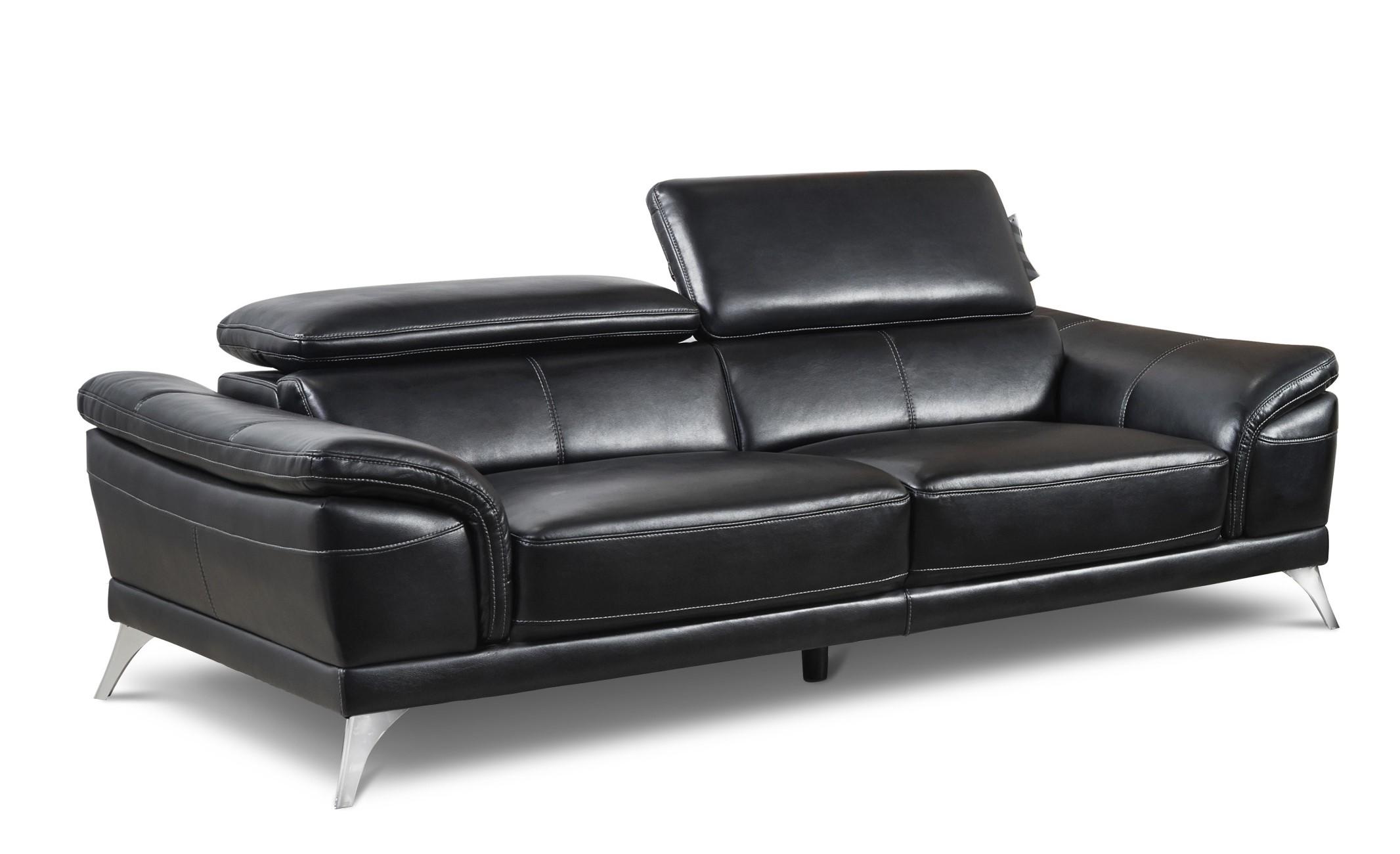 

    
Happy Homes Venice Modern Black Leather Gel Adjustable Headrests Sofa Set 2Pcs
