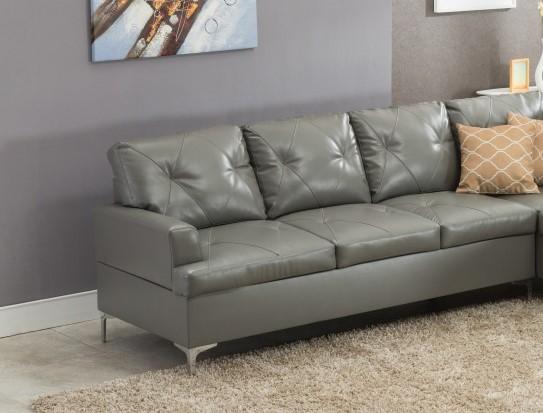 

    
Happy Homes Vintage Modern Grey Faux Leather Left Hand Chase Sectional w/Pillows
