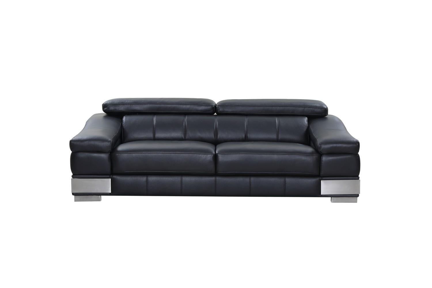 Contemporary Sofa Hawkesbury Common SKU: ORNL4839 in Black Genuine Leather