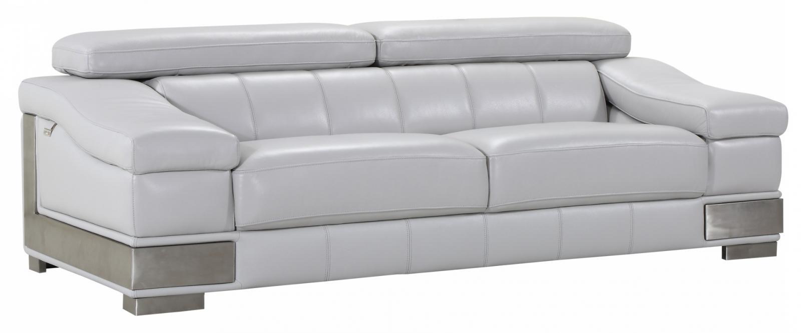 Contemporary Sofa Hawkesbury Common SKU: ORNL4839 in Light Gray Genuine Leather