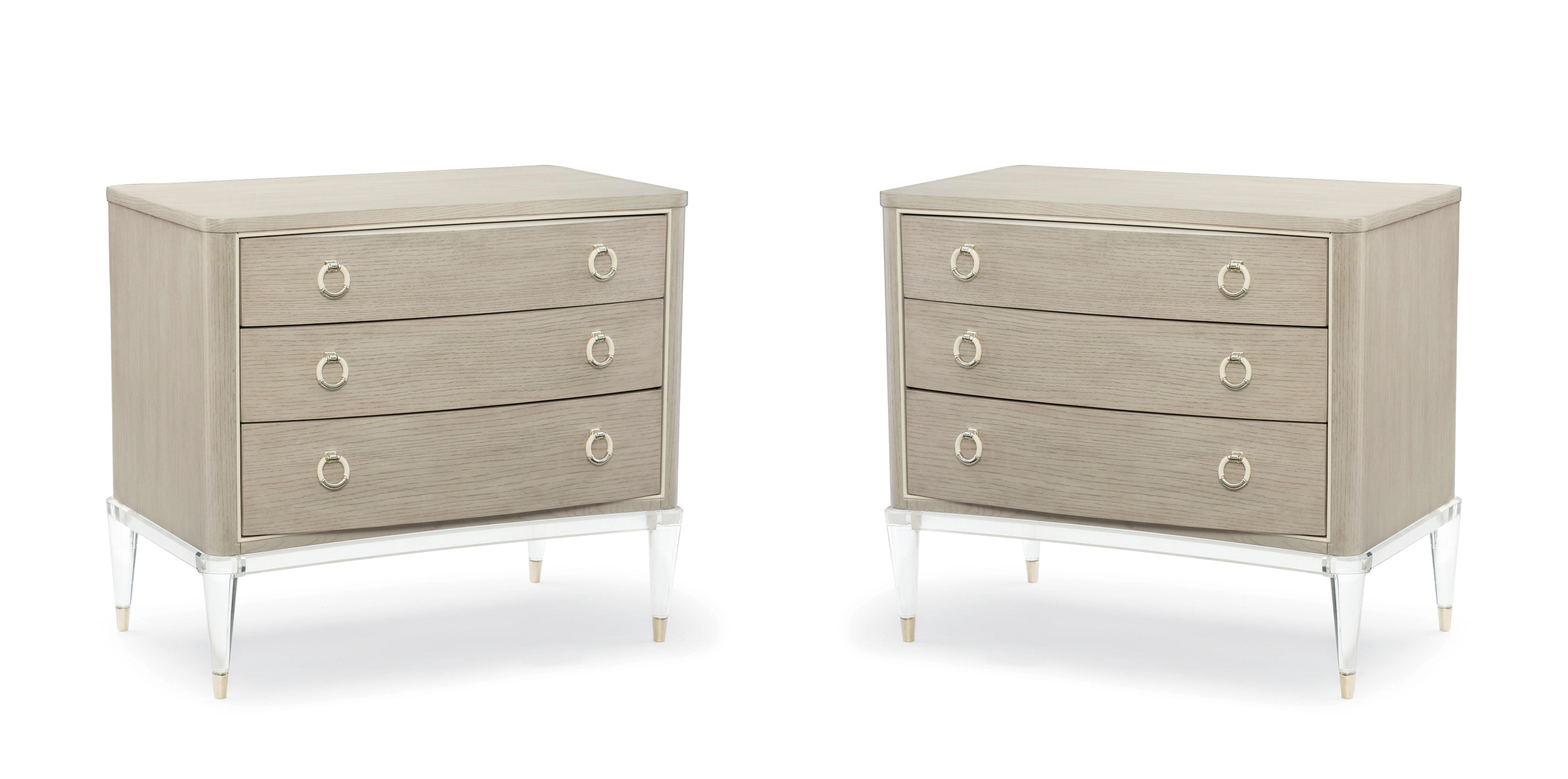 Contemporary Nightstand Set FLOATING ON AIR CON-QUEBED-013-Set-2 in White, Taupe 