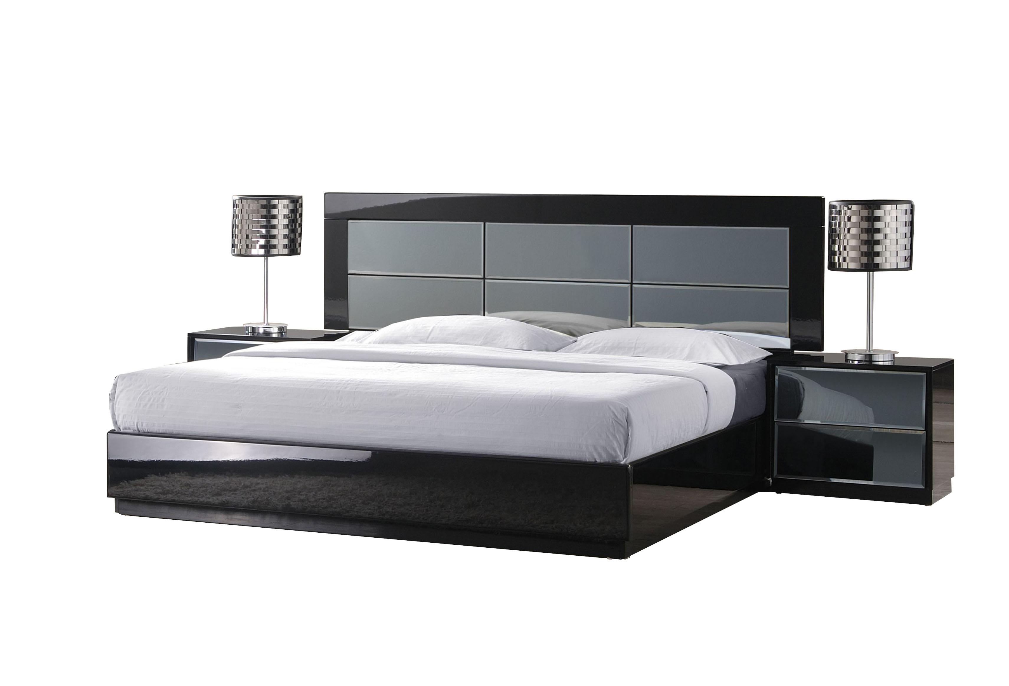 Contemporary Platform Bedroom Set Venice VENICE-KING-2N-3PC in Black 